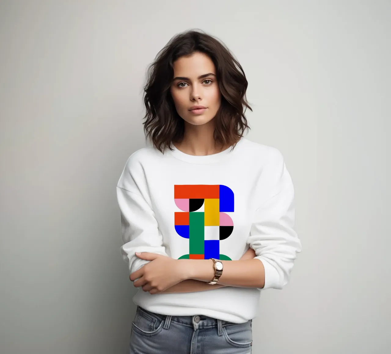 Bauhaus Geometric Abstract Color Art Print Design sweat de NorwesClub