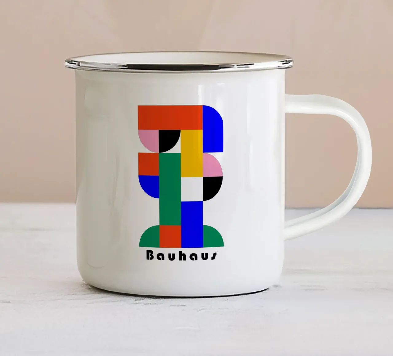 Bauhaus Geometric Abstract Color Art Print Design mug en émail de NorwesClub
