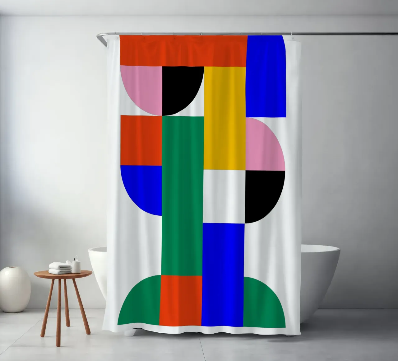 Bauhaus Geometric Abstract Color Art Print Design shower curtain by NorwesClub