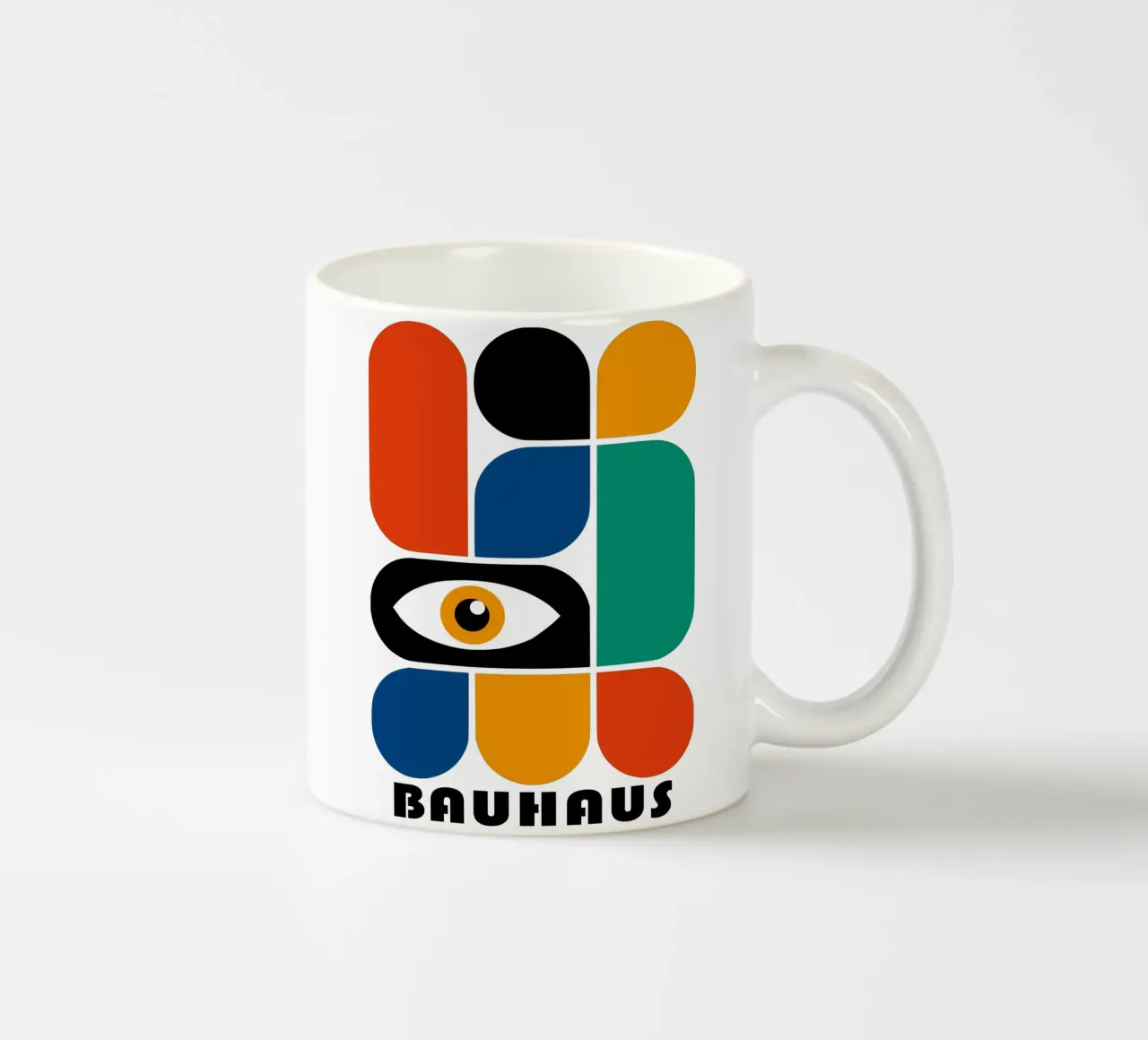 Bauhaus Oog Geometrische Vormen Abstracte Kunstdruk keramische mok van NorwesClub
