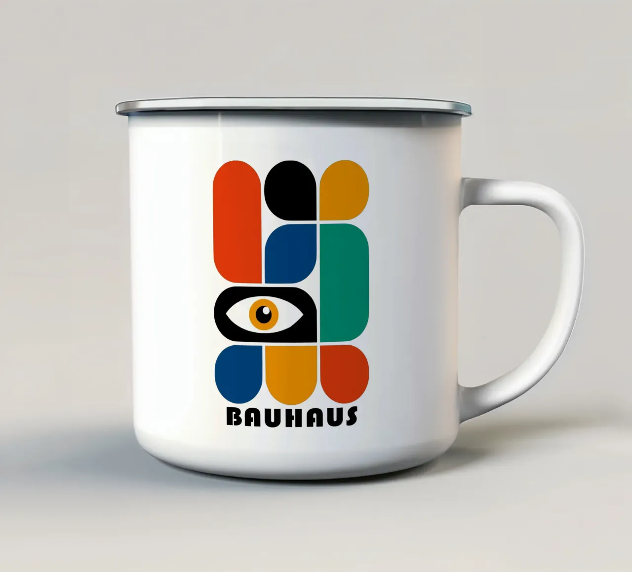 Occhio Bauhaus Forme geometriche Stampa d'arte astratta tazza in smalto da NorwesClub