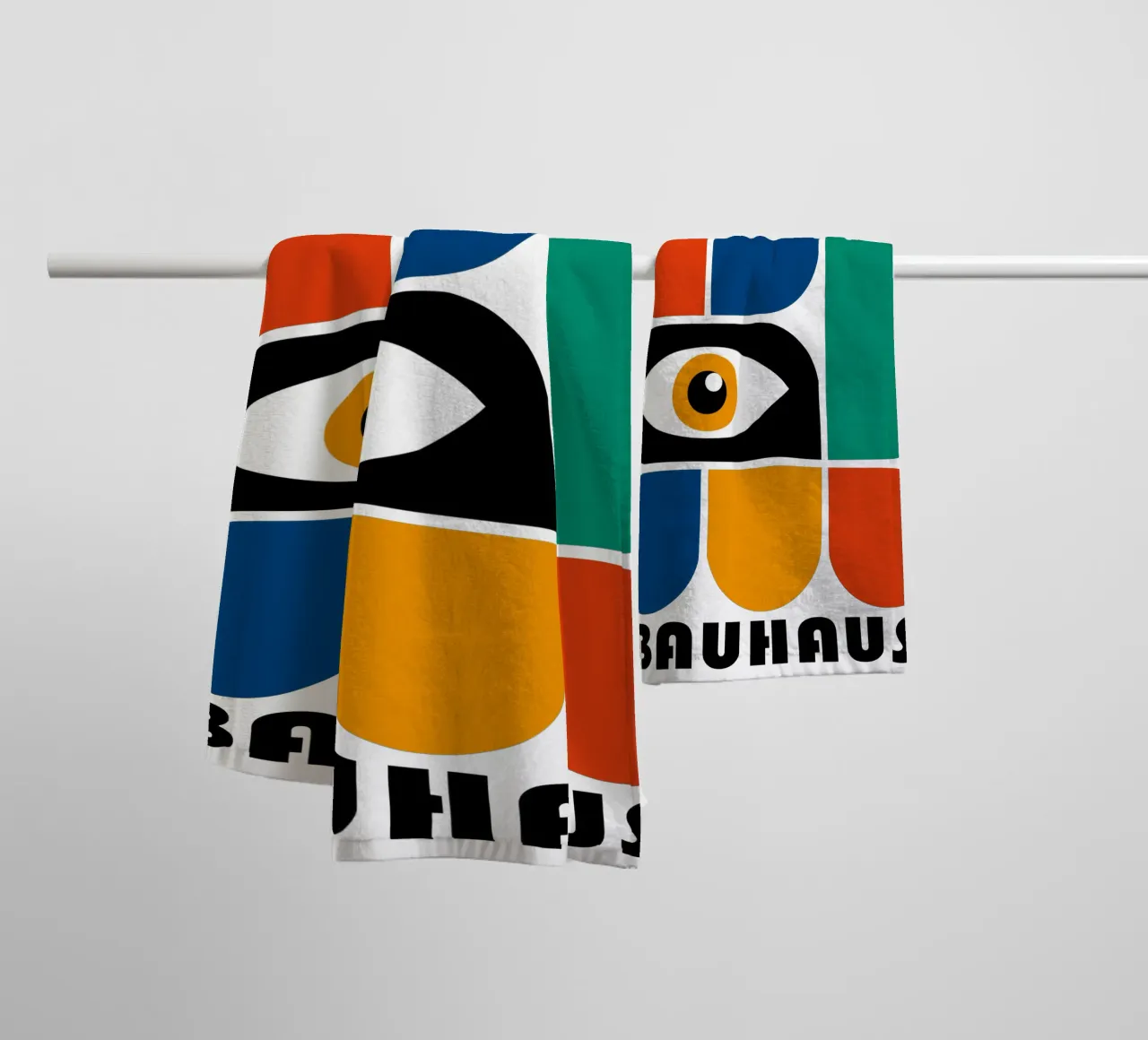 Bauhaus Eye Geometric Shapes Abstract Art Print towel by NorwesClub