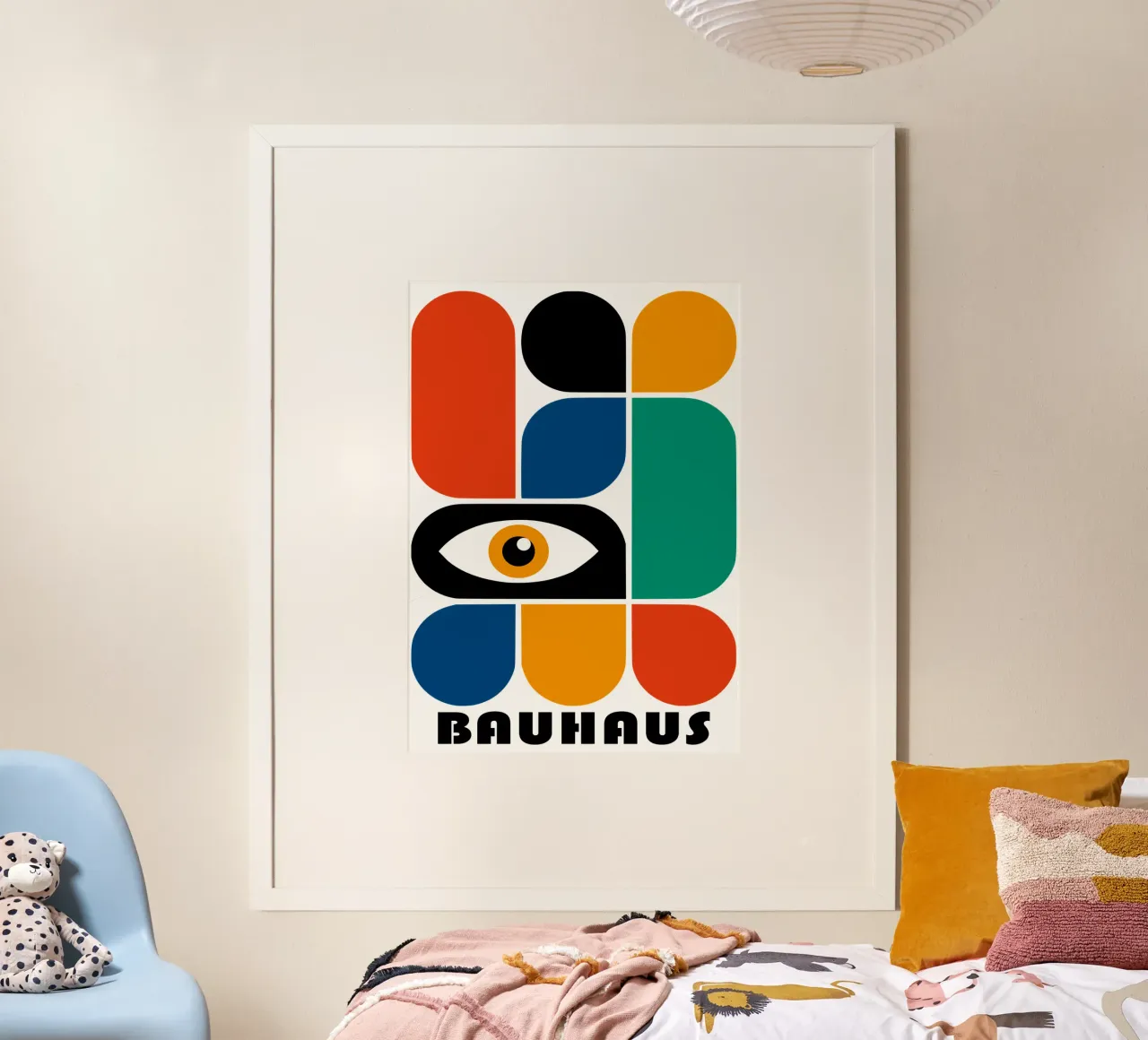 Bauhaus Oog Geometrische Vormen Abstracte Kunstdruk poster met aluminium frame van NorwesClub