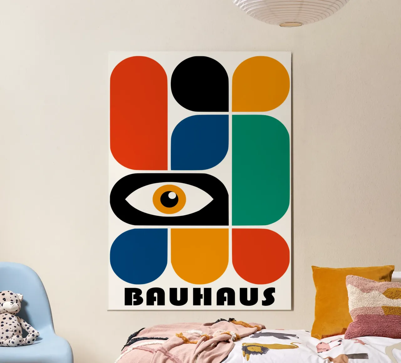 Bauhaus Oog Geometrische Vormen Abstracte Kunstdruk poster met aluminium frame van NorwesClub