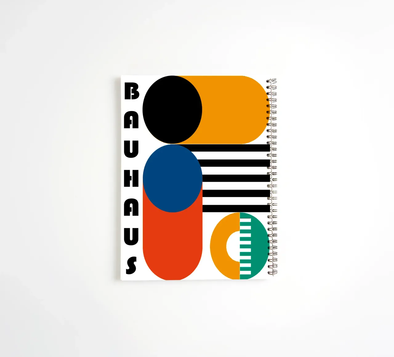 Bauhaus Geometric Abstract Shapes Stripes Art Print spiral notebook by NorwesClub