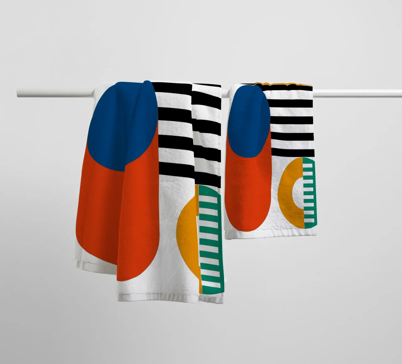 Bauhaus Geometric Abstract Shapes Stripes Art Print towel by NorwesClub