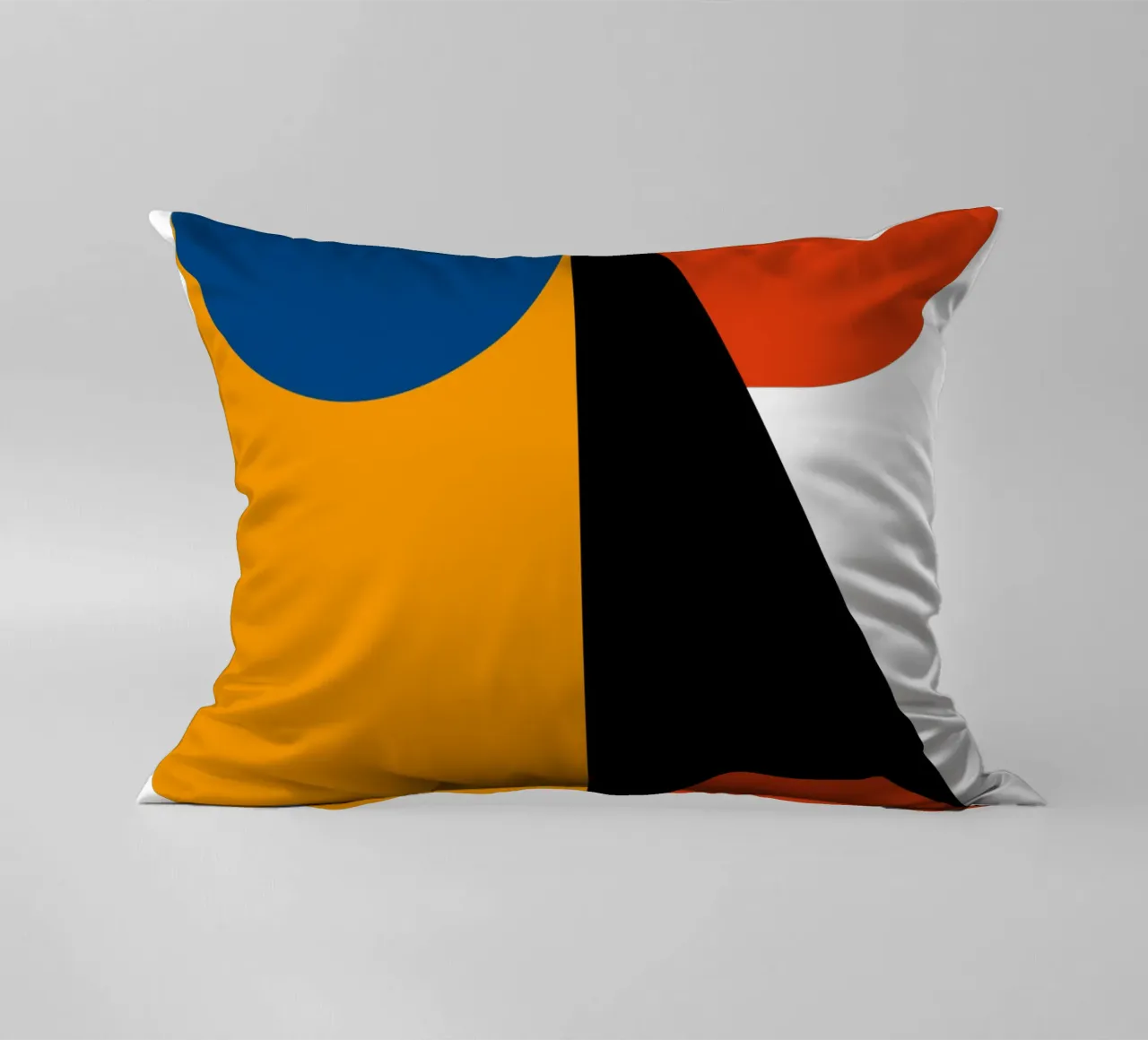 Bauhaus Abstract Geometric Eye Blue Orange Print decorative cushion by NorwesClub