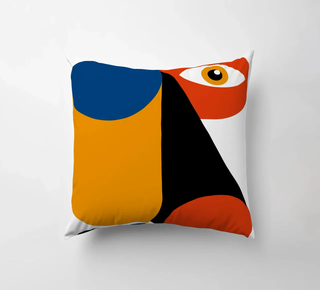 Bauhaus Abstract Geometric Eye Blue Orange Print decorative cushion by NorwesClub