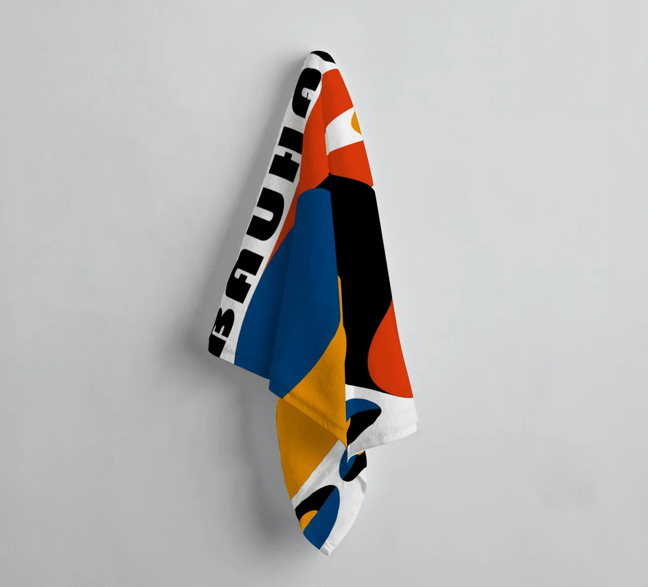 Bauhaus Abstract Geometric Eye Blue Orange Print serviette de bain de NorwesClub