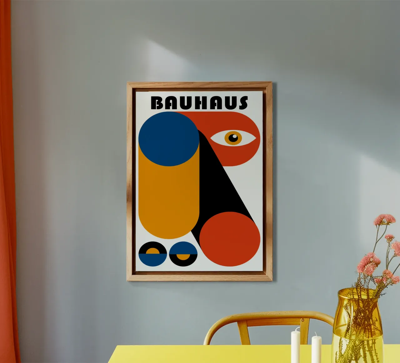 Bauhaus Abstrakt Geometrisch Auge Blau Orange Druck Alu-Dibond von NorwesClub