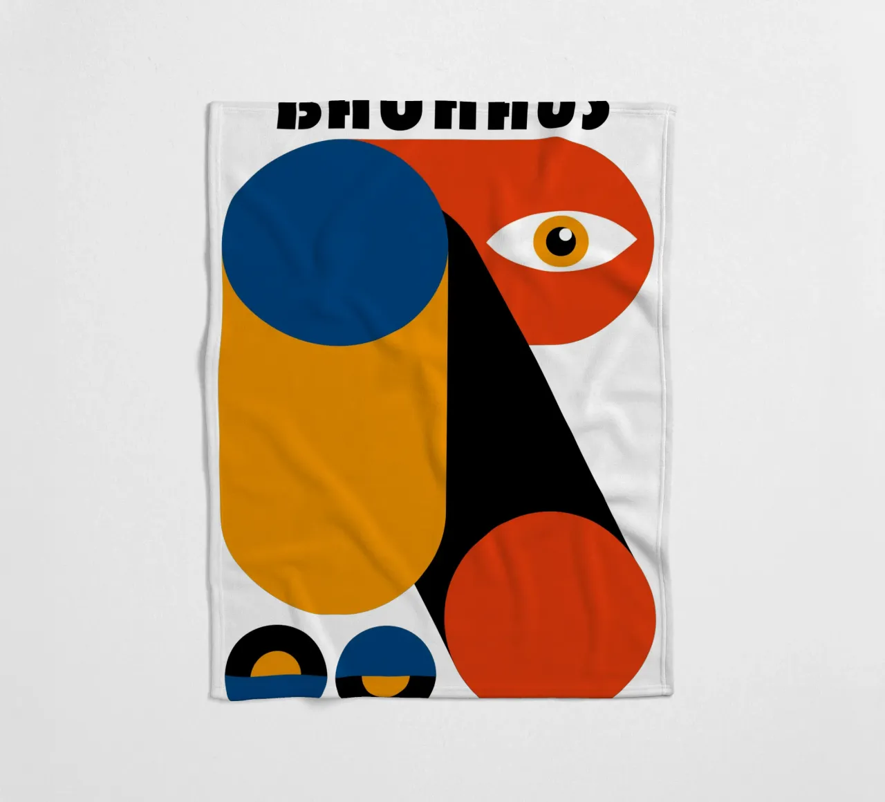 Bauhaus Abstract Geometric Eye Blue Orange Print fleece blanket by NorwesClub
