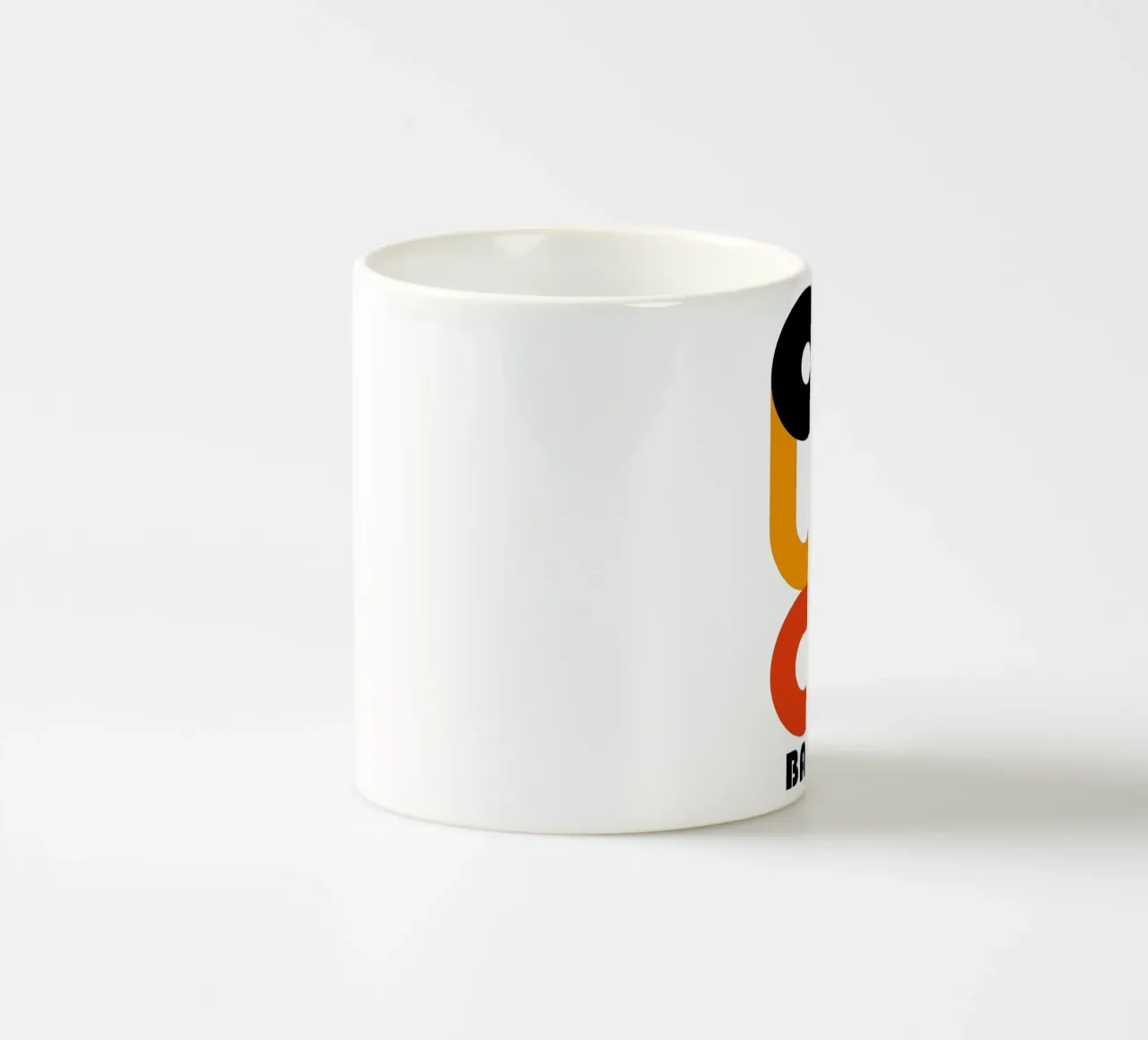 Bauhaus Forme geometriche Occhio Blu Arancione Stampa tazza in ceramica da NorwesClub