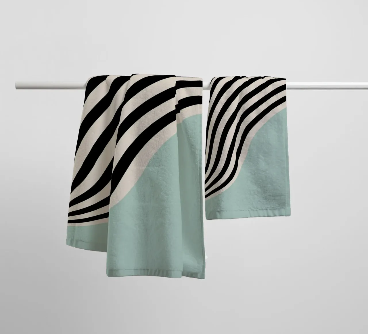 Peinture murale abstraite vagues rayures bleu sarcelle serviette de bain de NorwesClub