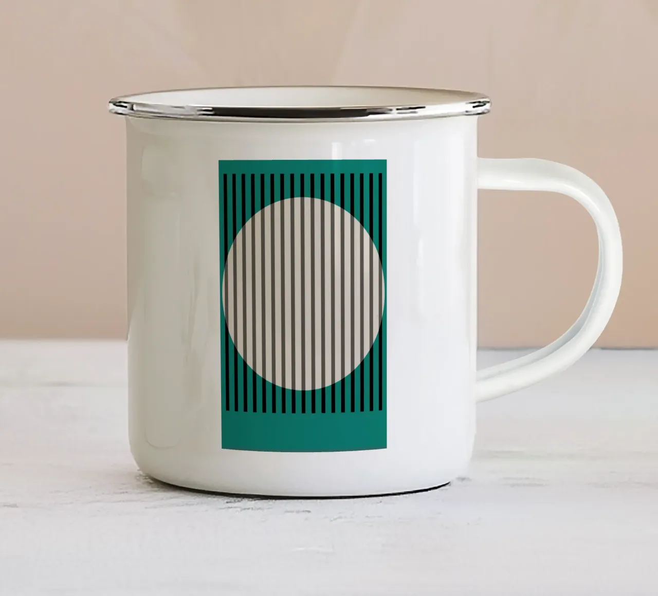 Hamjam Verde Stampa murale astratta a strisce ovali tazza in smalto da NorwesClub