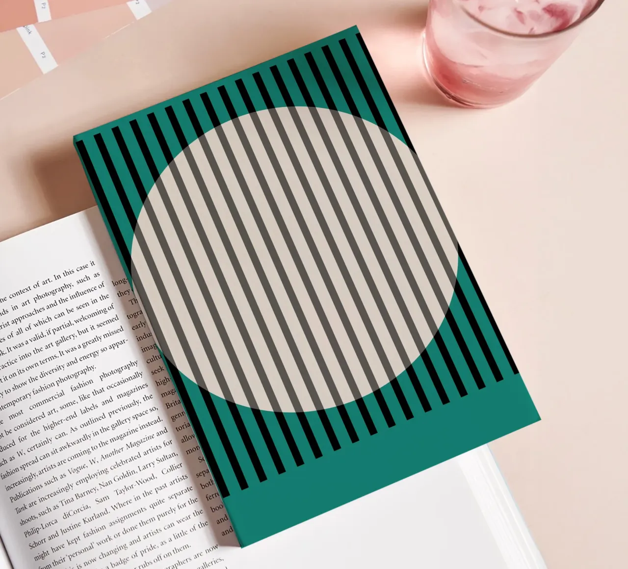 Hamjam Green Abstract Oval Stripes Wall Art Print notebook by NorwesClub