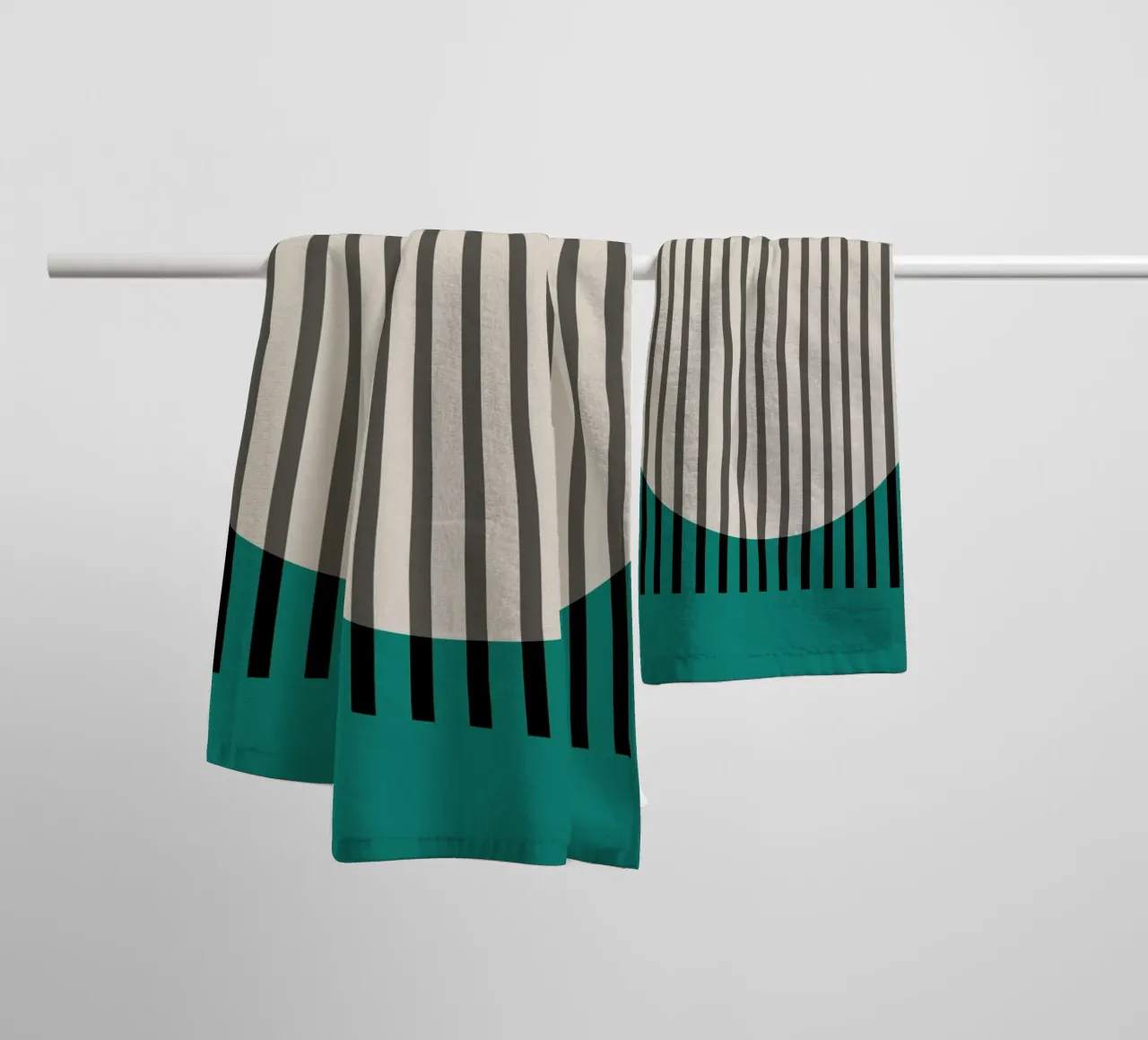 Hamjam Green Abstract Oval Stripes Wall Art Print towel by NorwesClub