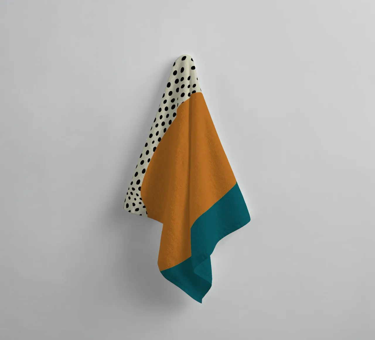 Minimalist Sunrise Abstract Oval Dots Teal Orange Print towel by NorwesClub