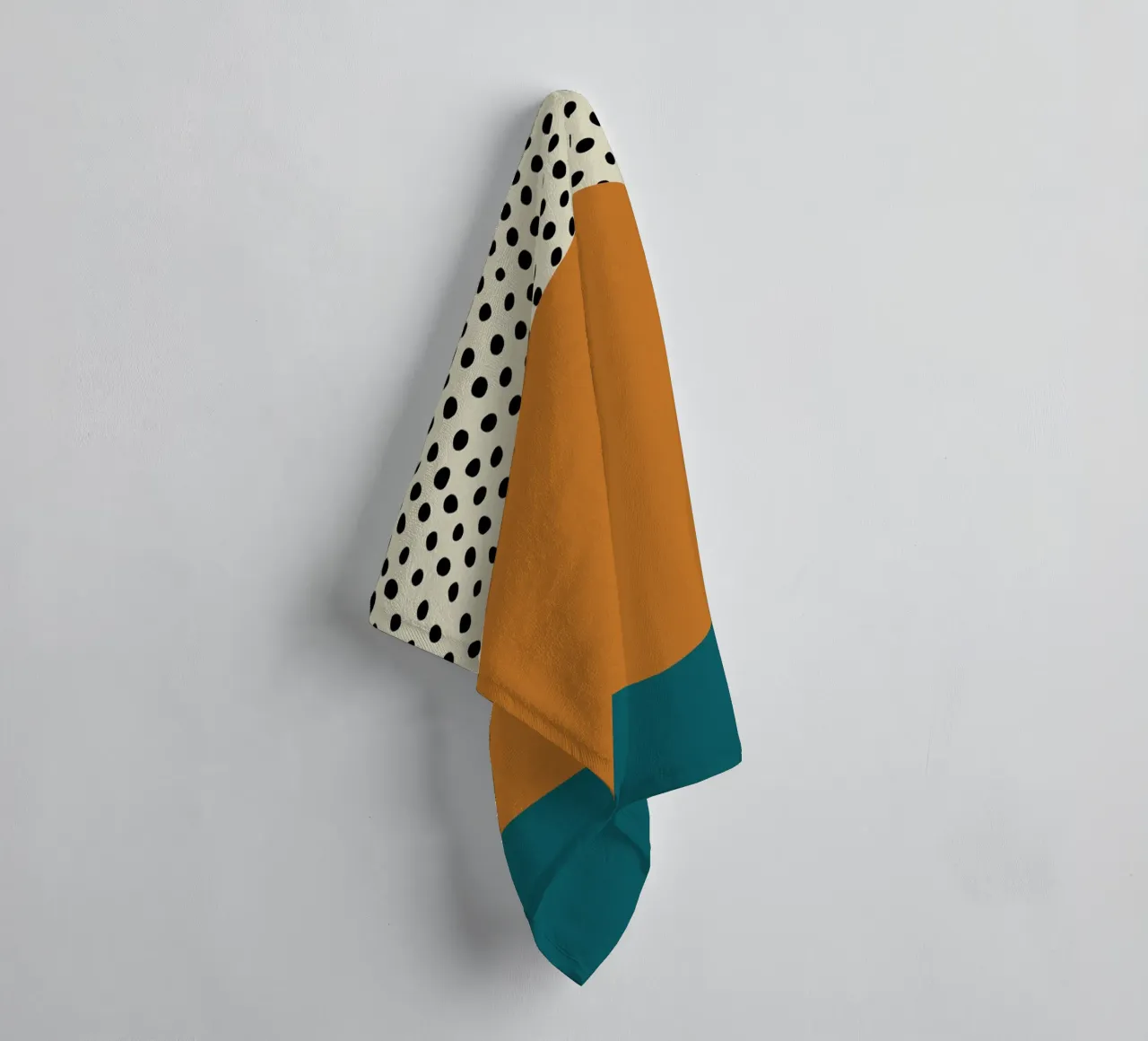 Minimalist Sunrise Abstract Oval Dots Teal Orange Print towel by NorwesClub