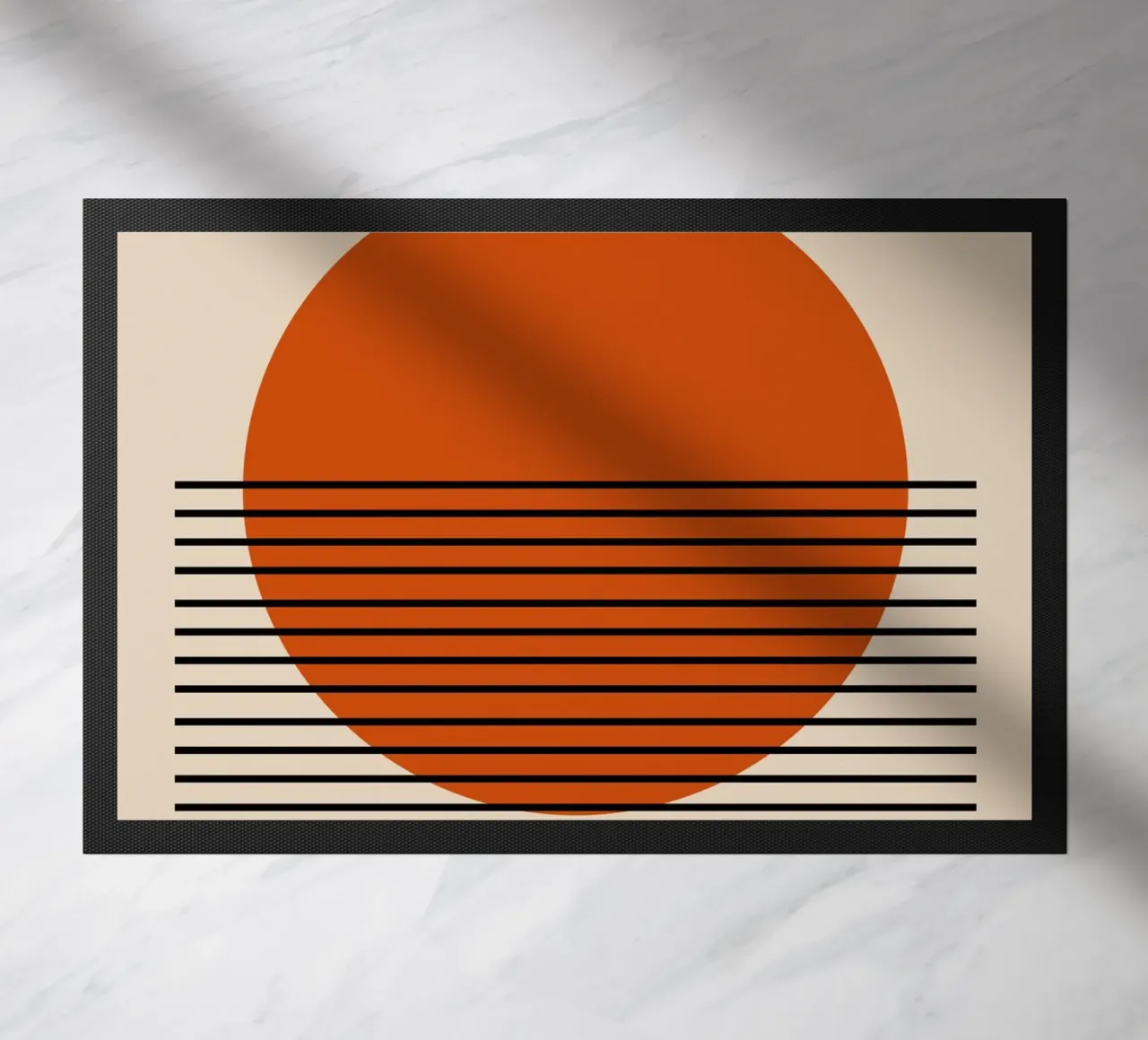 Bauhaus 1923 Graphic Poster Orange Circle doormat by NorwesClub