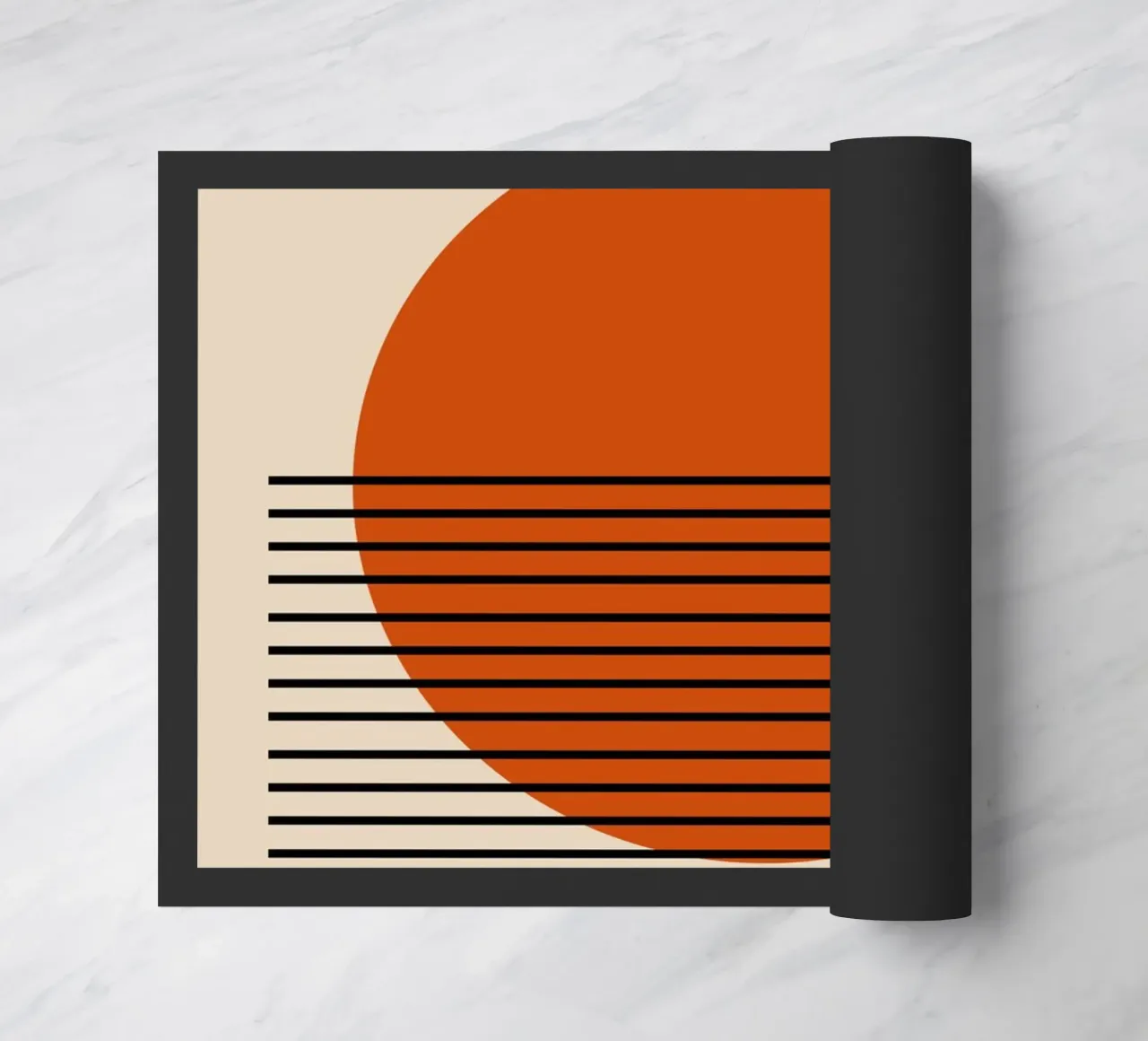 Bauhaus 1923 Graphic Poster Orange Circle doormat by NorwesClub