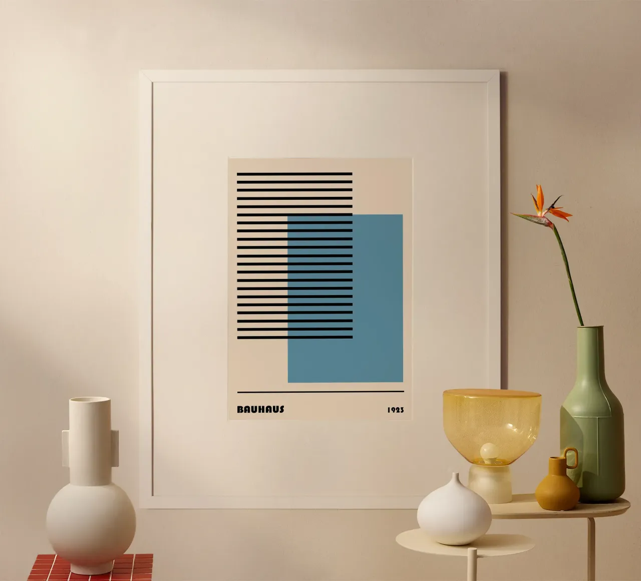 Poster Bauhaus 1923 Strisce geometriche blu carta hahnemühle da NorwesClub