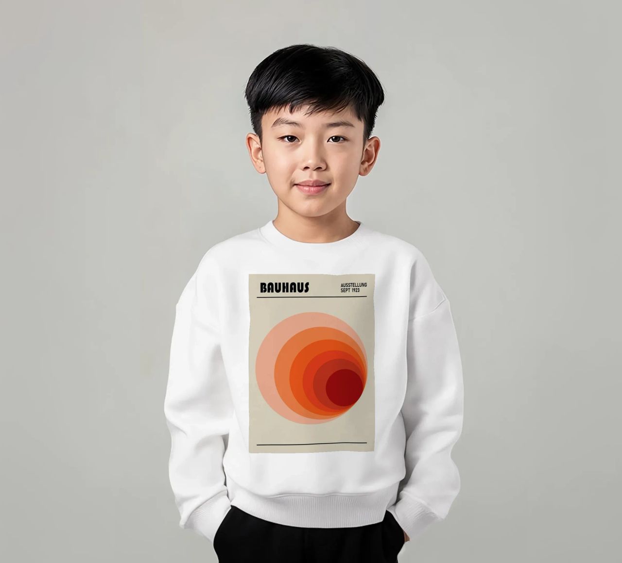Bauhaus 1923 Ausstellungsplakat Kreis Farbverlauf Kinder Sweatshirt von NorwesClub