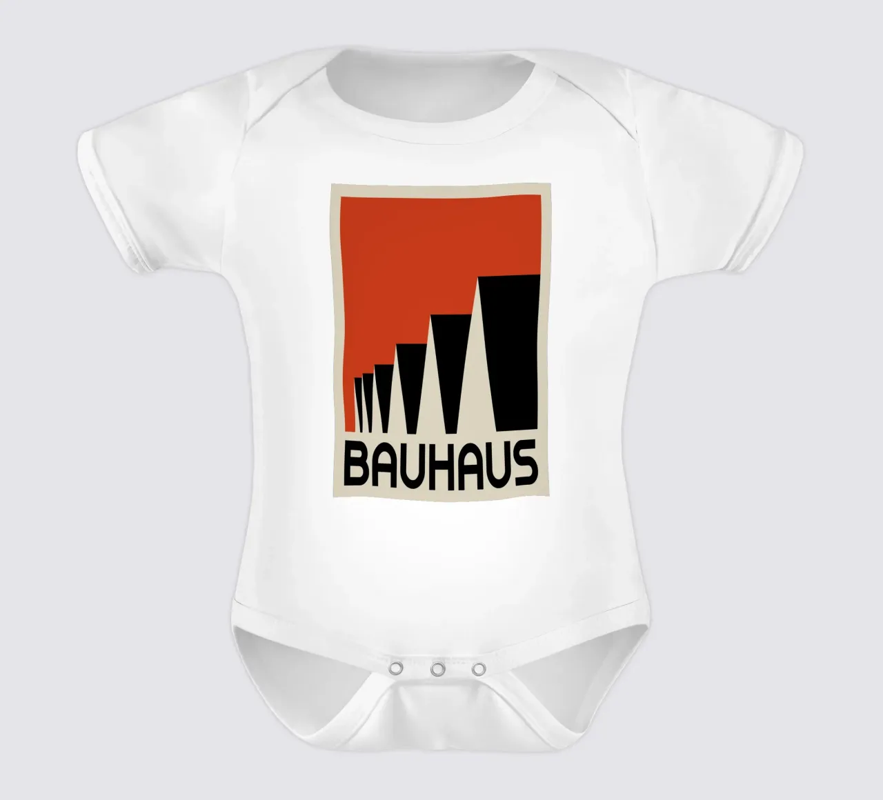 Bauhaus Architecture Geometric Triangles Red Print short-sleeve baby romper by NorwesClub