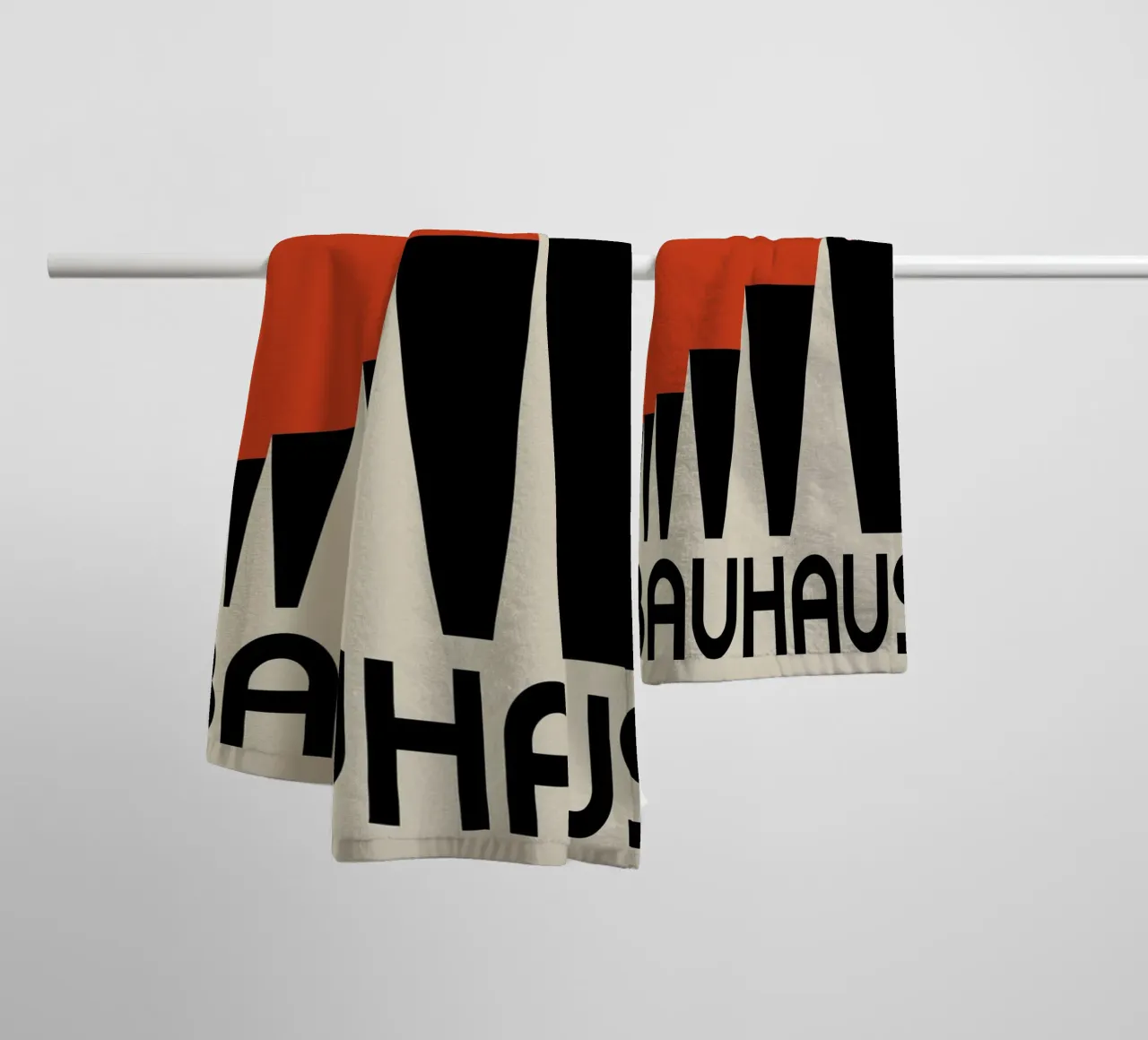 Bauhaus Architecture Geometric Triangles Red Print towel by NorwesClub