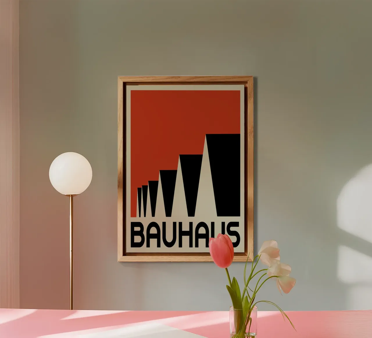 Bauhaus Architecture Geometric Triangles Red Print alu-dibond by NorwesClub