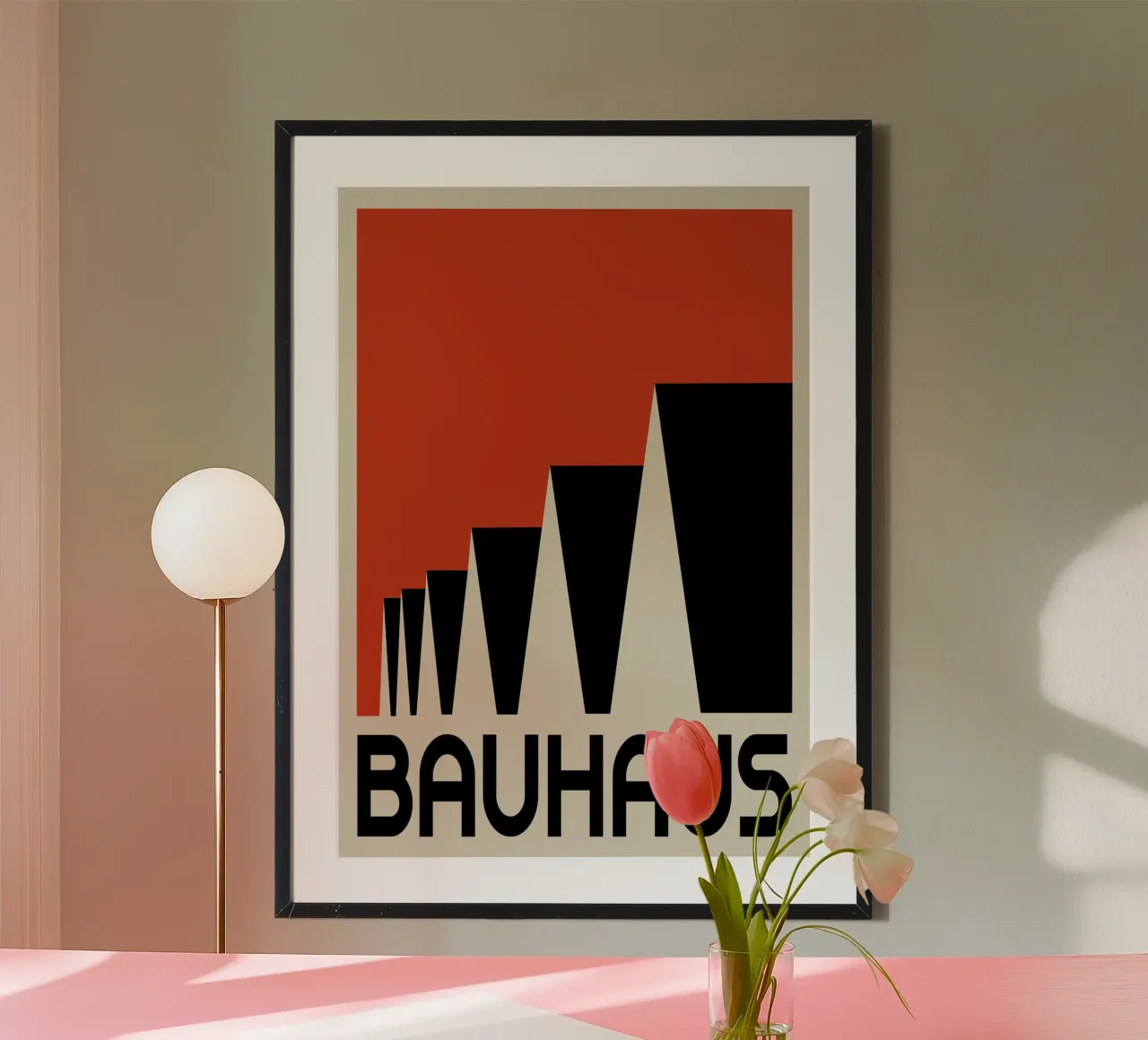 Bauhaus Architektur Geometrische Dreiecke Rot Drucken Poster von NorwesClub