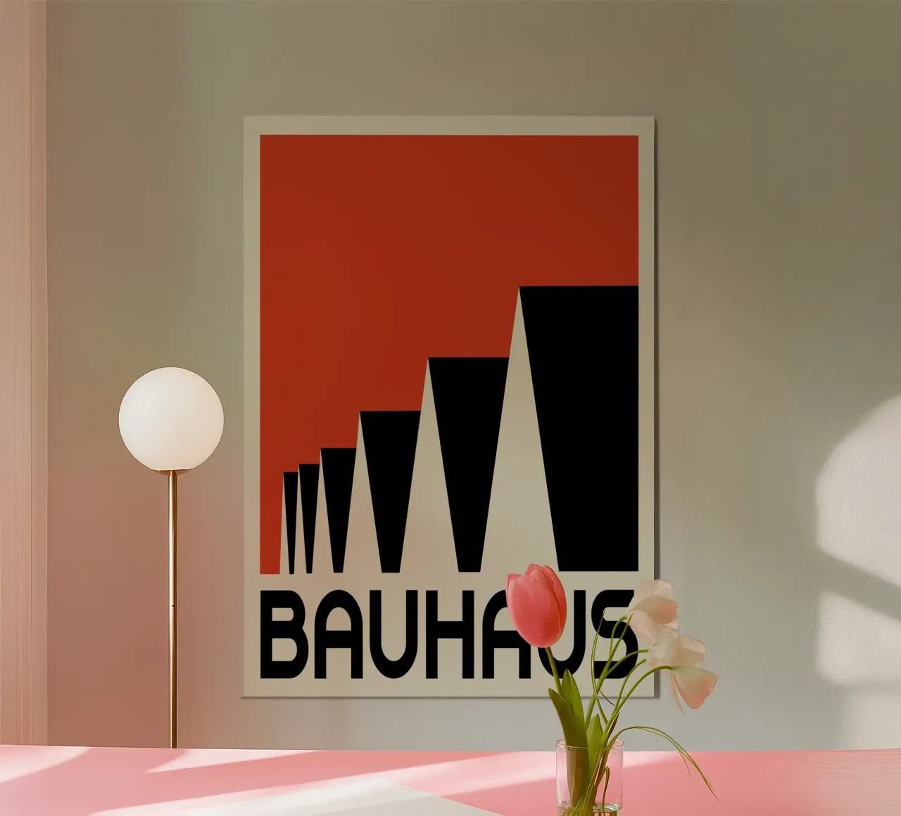 Bauhaus Architektur Geometrische Dreiecke Rot Drucken Poster von NorwesClub