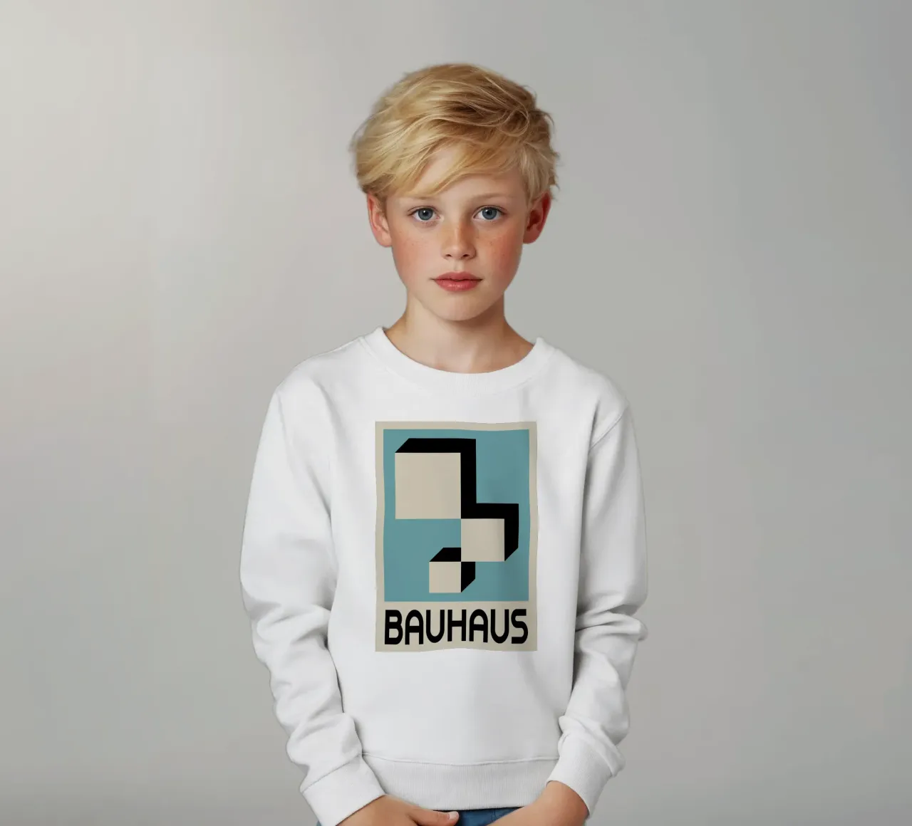Bauhaus Forme geometriche 3D Stampa blu verde acqua felpa bambino da NorwesClub