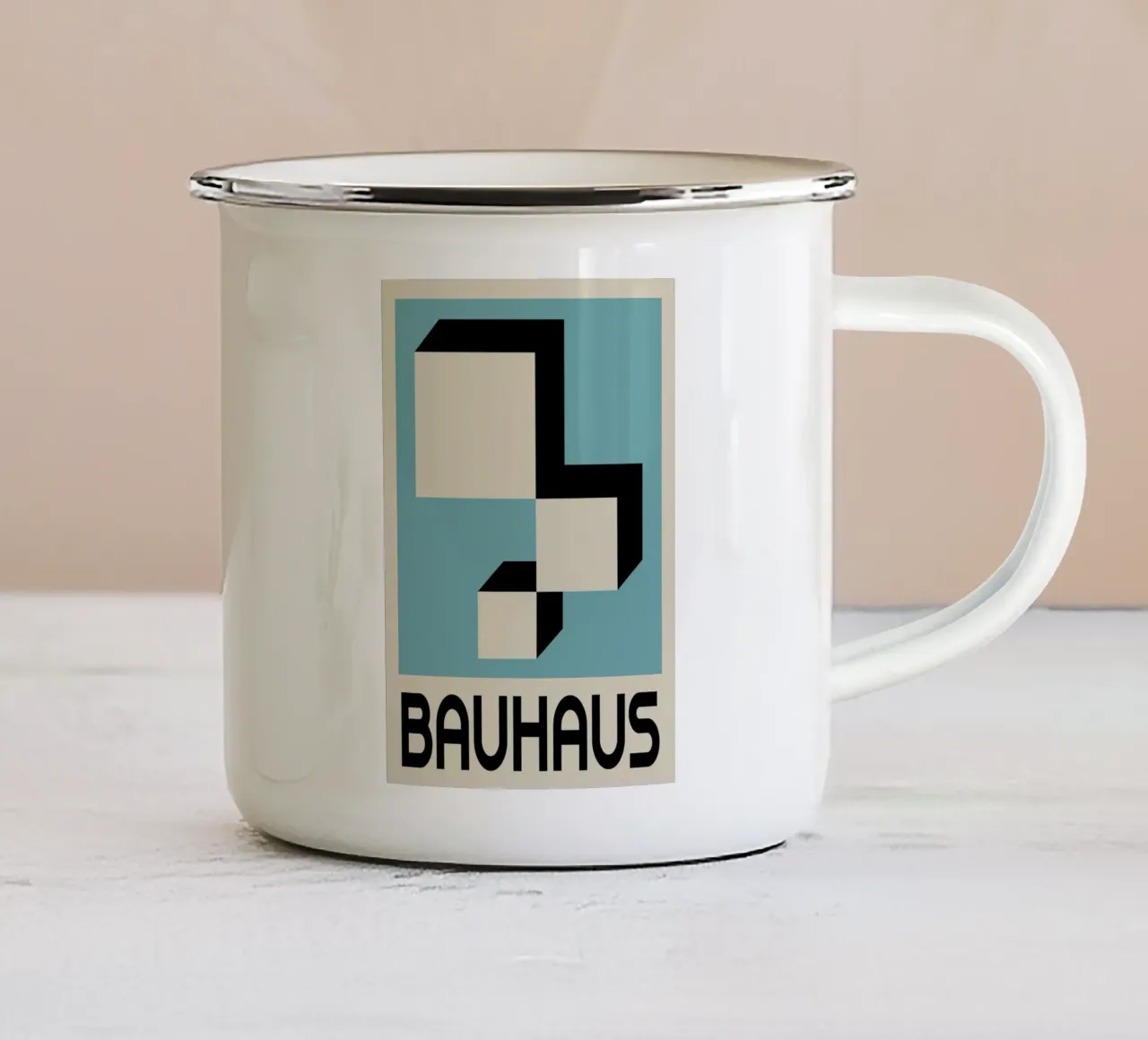 Bauhaus Forme geometriche 3D Stampa blu verde acqua tazza in smalto da NorwesClub