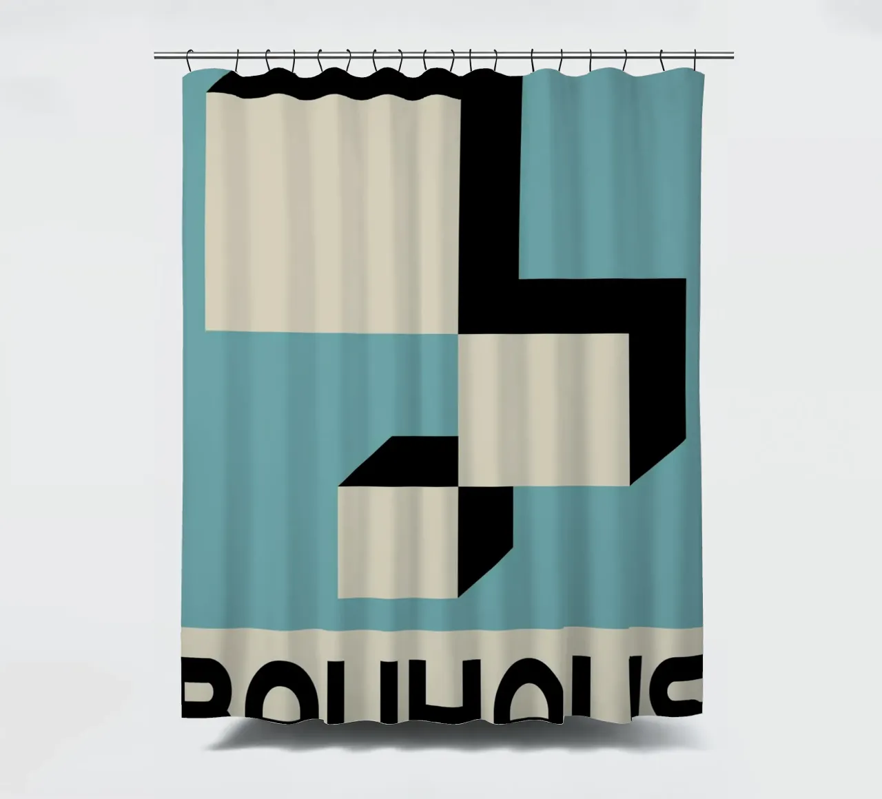 Bauhaus Forme geometriche 3D Stampa blu verde acqua tenda da doccia da NorwesClub