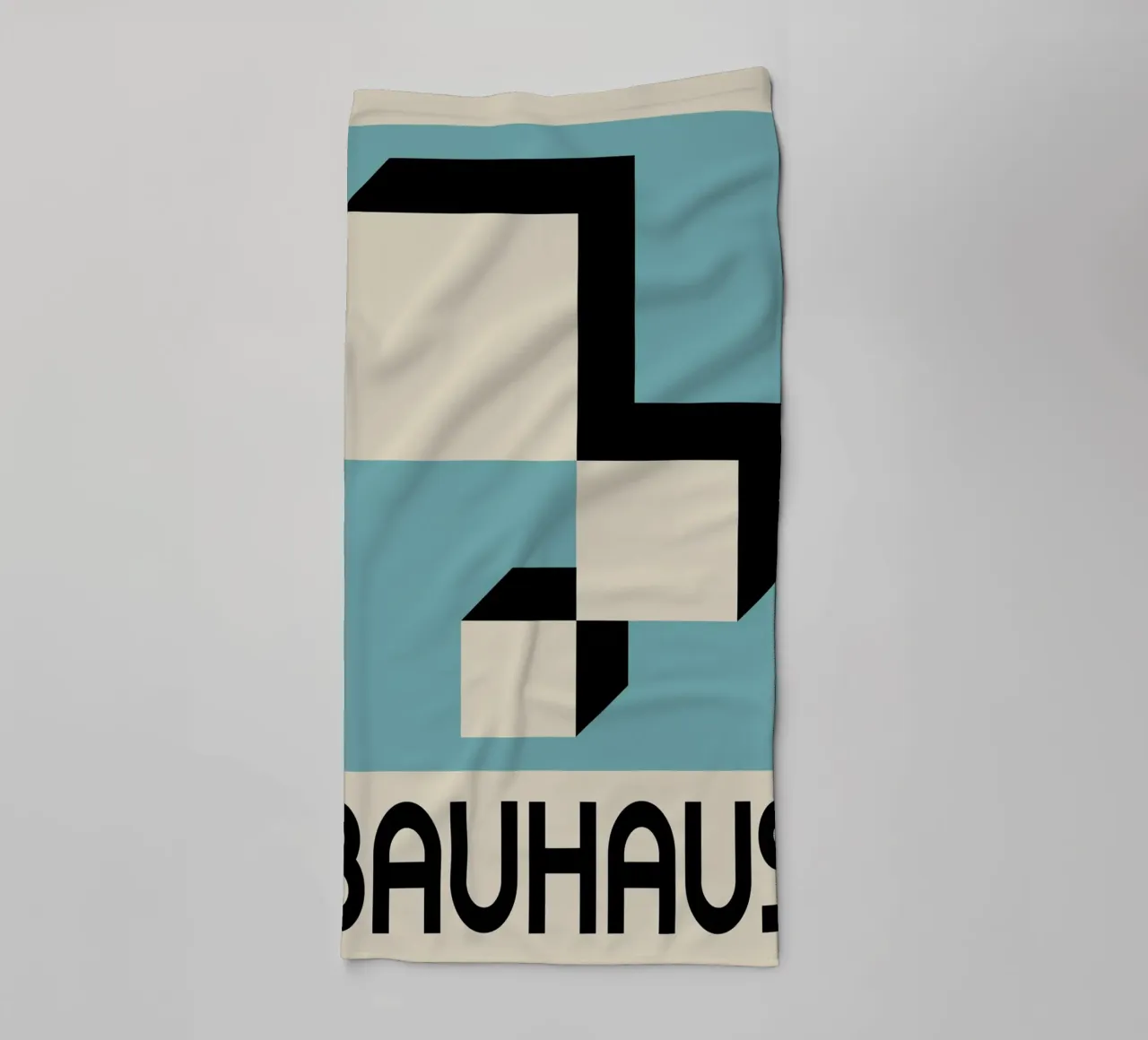 Bauhaus Forme geometriche 3D Stampa blu verde acqua asciugamano da bagno da NorwesClub