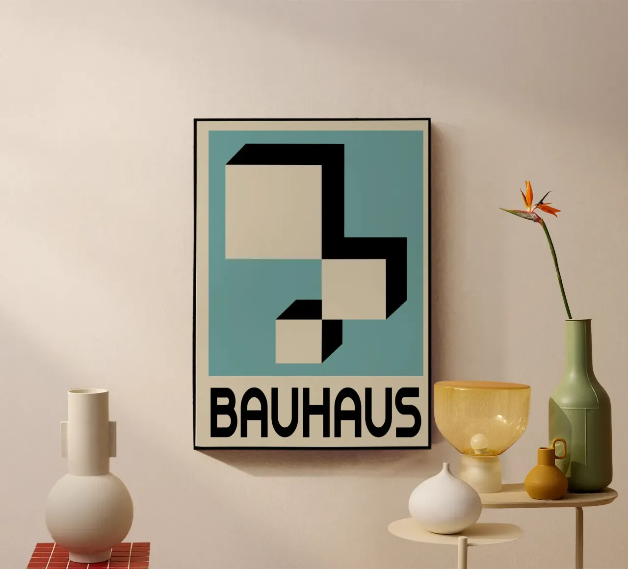 Bauhaus Forme geometriche 3D Stampa blu verde acqua plexiglass da NorwesClub
