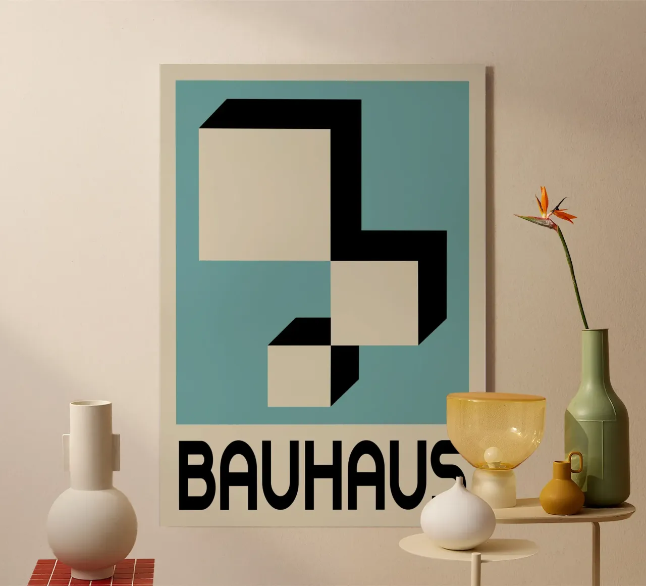 Bauhaus Forme geometriche 3D Stampa blu verde acqua plexiglass da NorwesClub