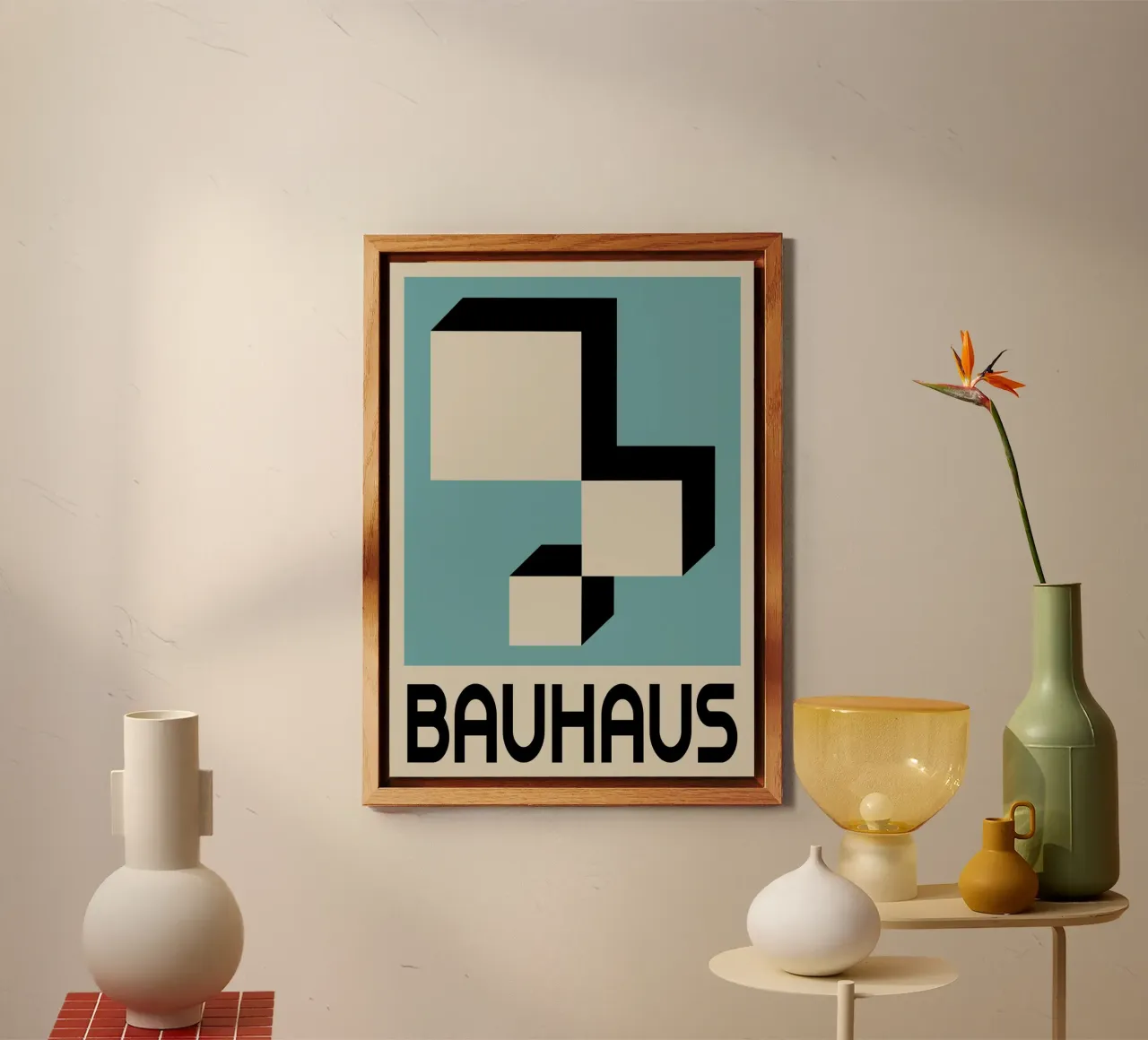 Bauhaus Forme geometriche 3D Stampa blu verde acqua alluminio dibond da NorwesClub