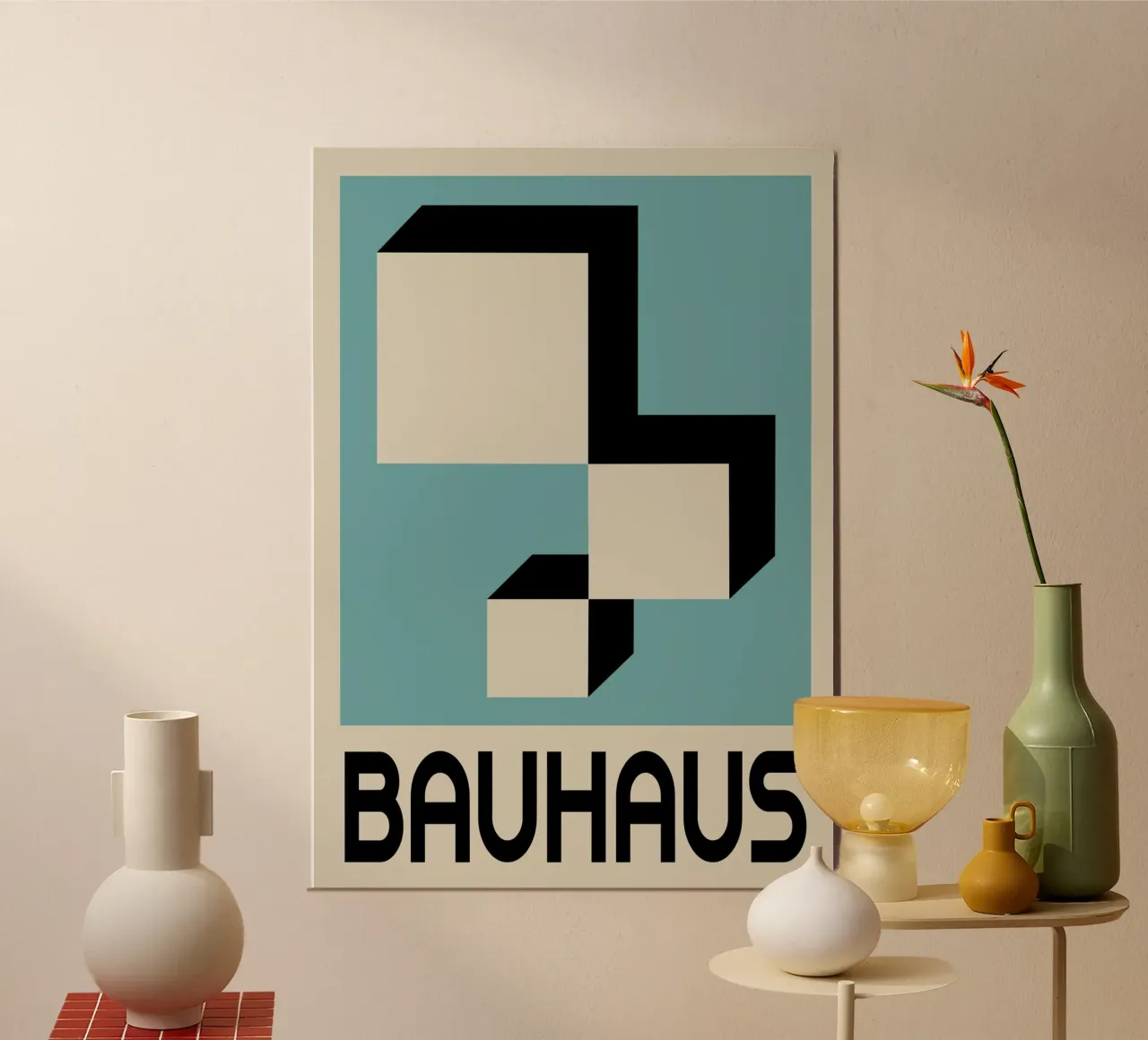 Bauhaus Forme geometriche 3D Stampa blu verde acqua alluminio dibond da NorwesClub