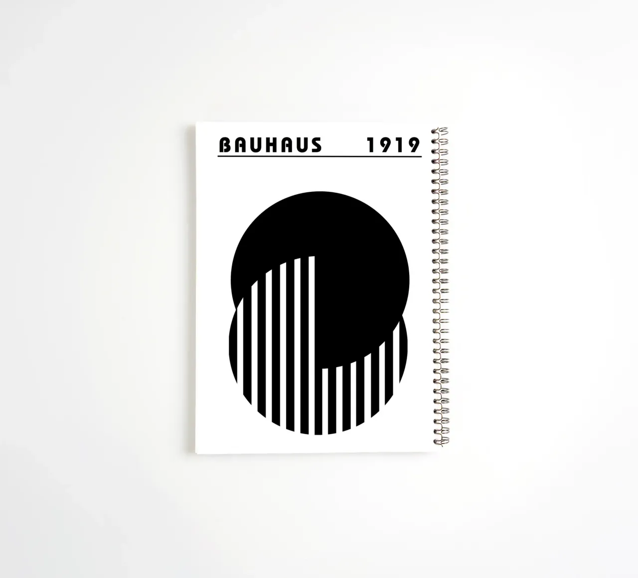 Bauhaus 1919 Poster Black White Circles Print carnet à spirale de NorwesClub
