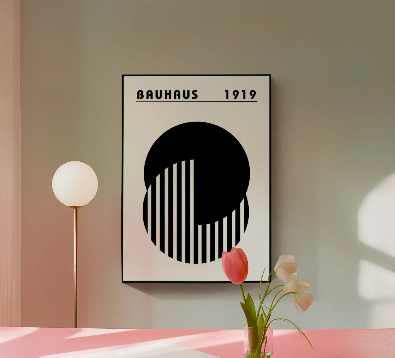 Bauhaus 1919 Poster Black White Circles Print acrylic glass by NorwesClub