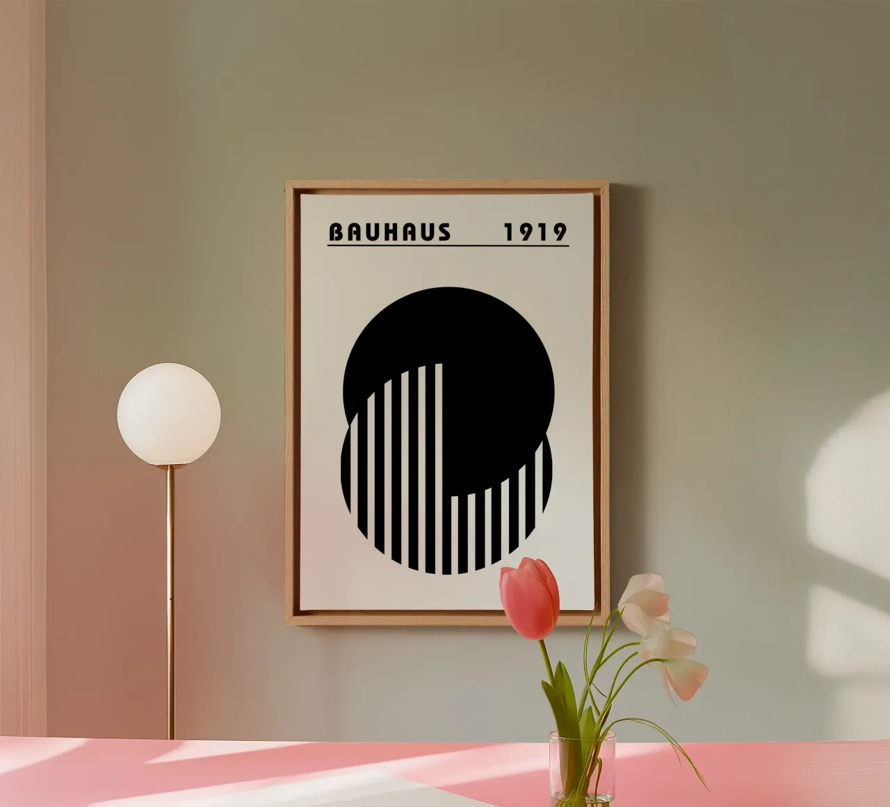 Bauhaus 1919 Poster Schwarz Weiß Kreise Druck Leinwand von NorwesClub