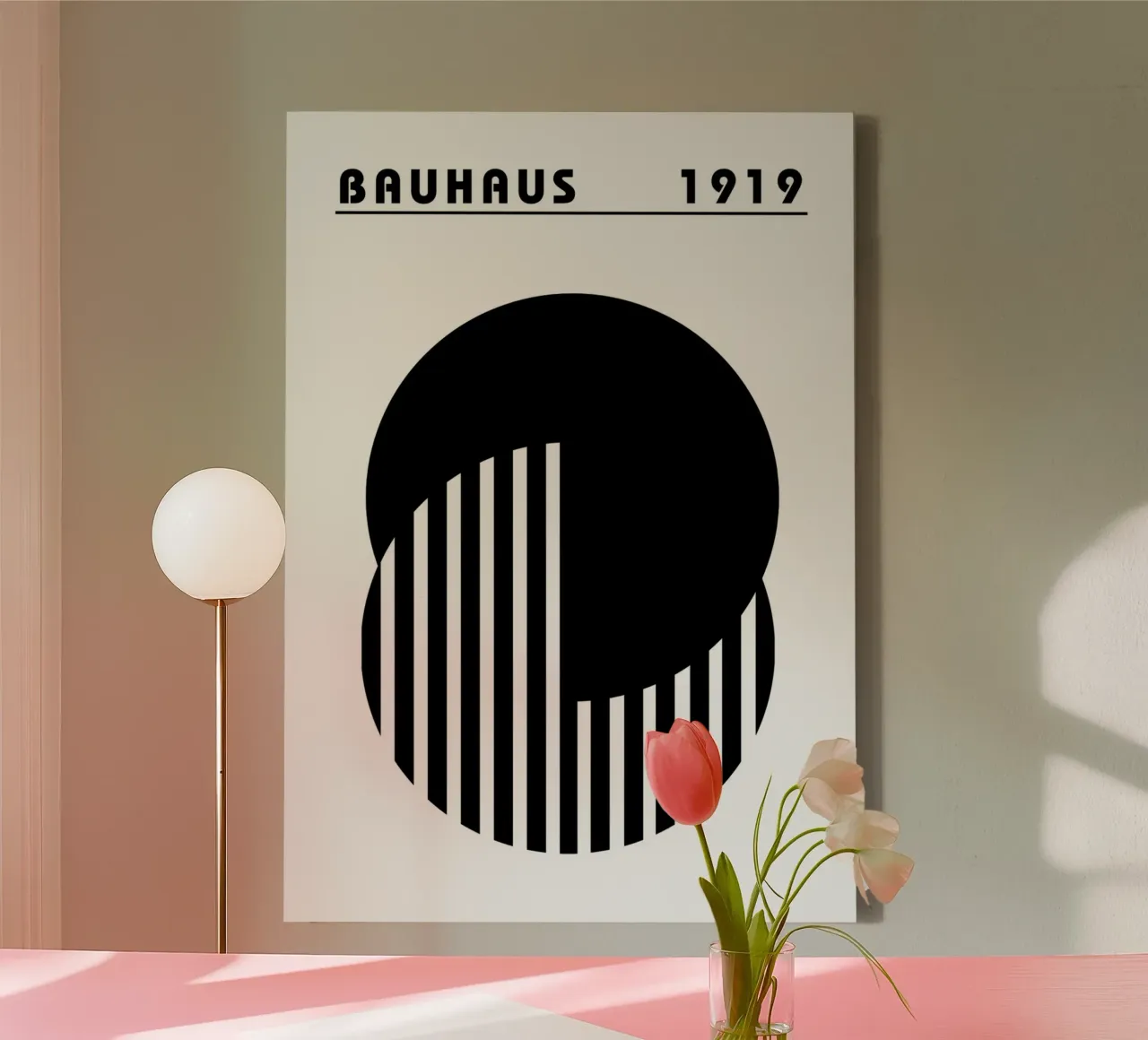 Bauhaus 1919 Poster Schwarz Weiß Kreise Druck Leinwand von NorwesClub