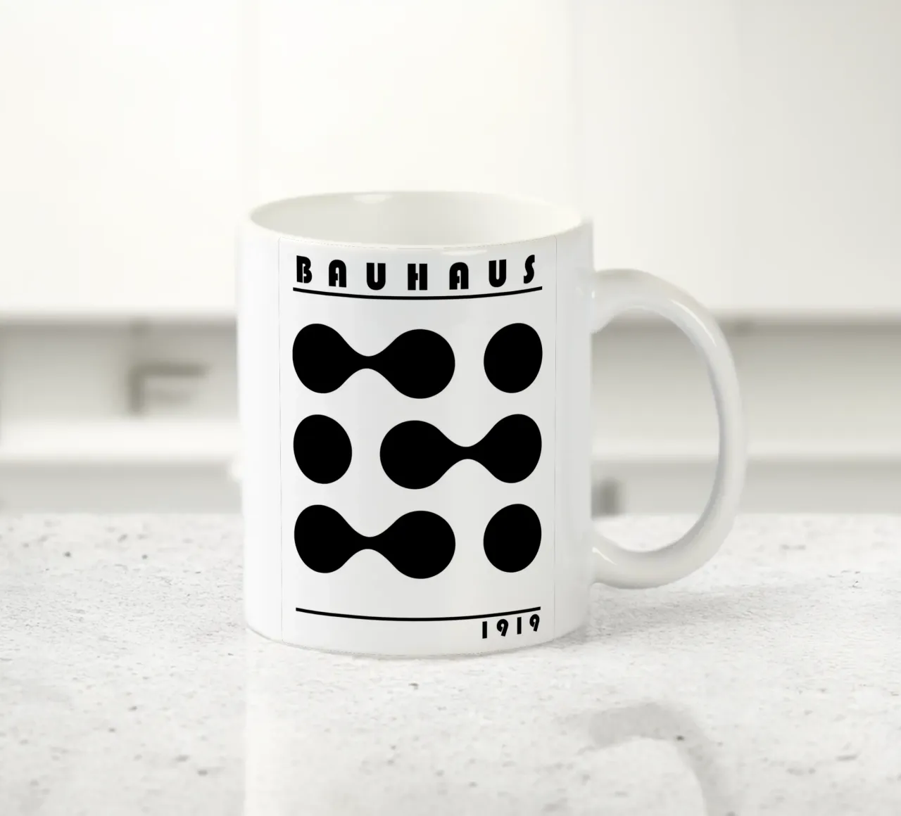 Bauhaus 1919 Forme geometriche Nero Bianco Stampa tazza in ceramica da NorwesClub
