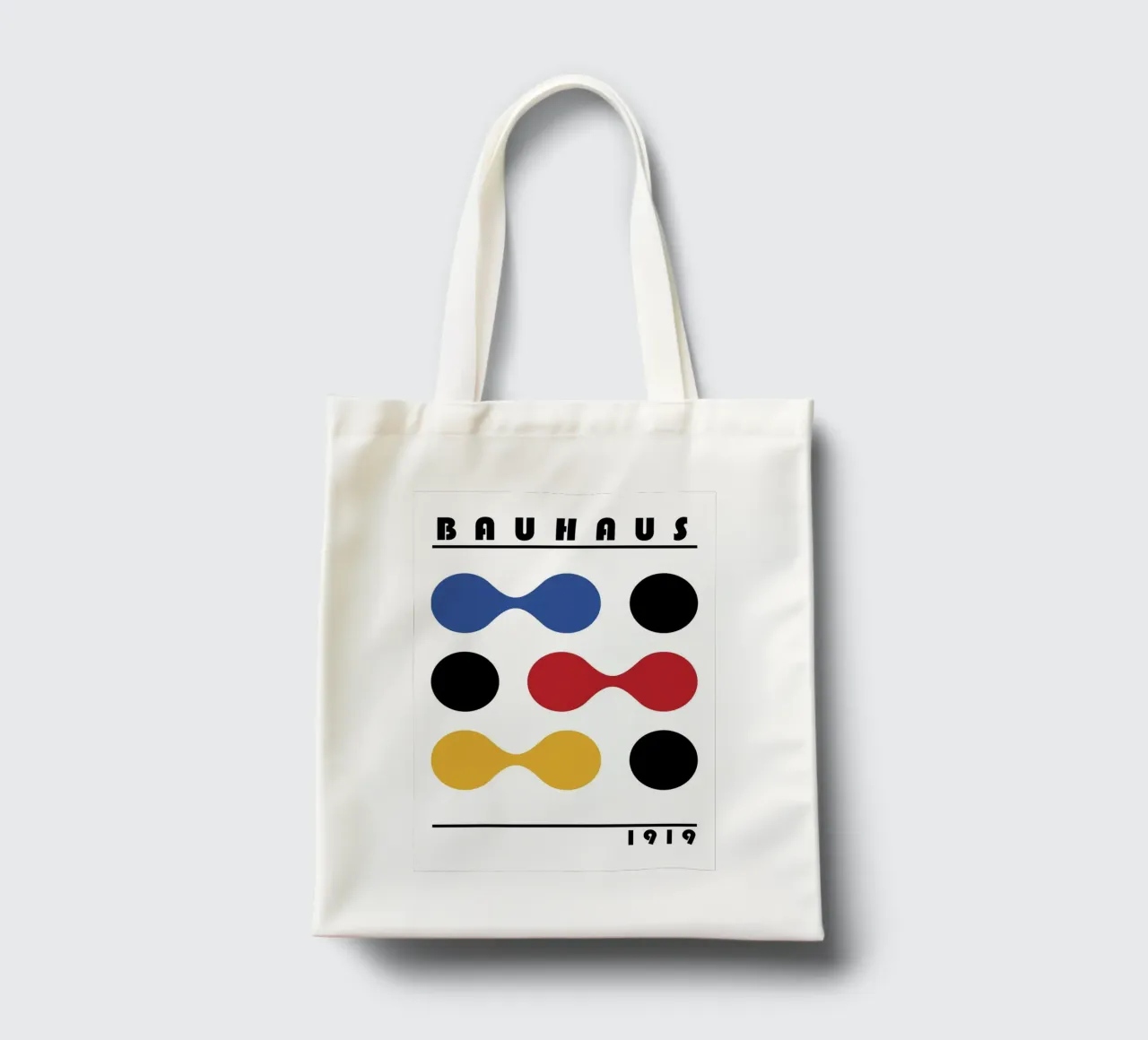 Bauhaus 1919 Forme geometriche Stampa a colori borsa in juta da NorwesClub
