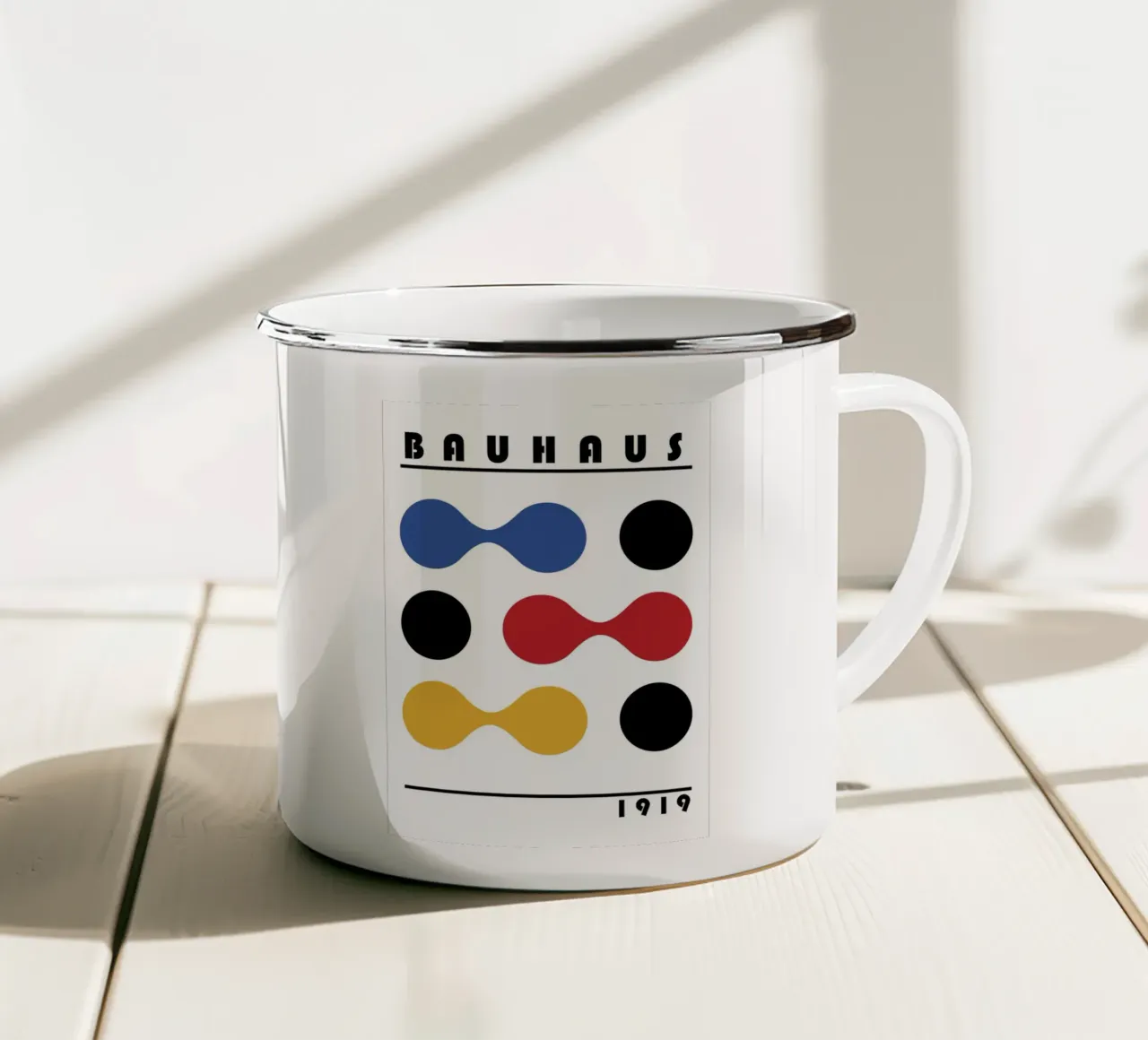 Bauhaus 1919 Forme geometriche Stampa a colori tazza in smalto da NorwesClub