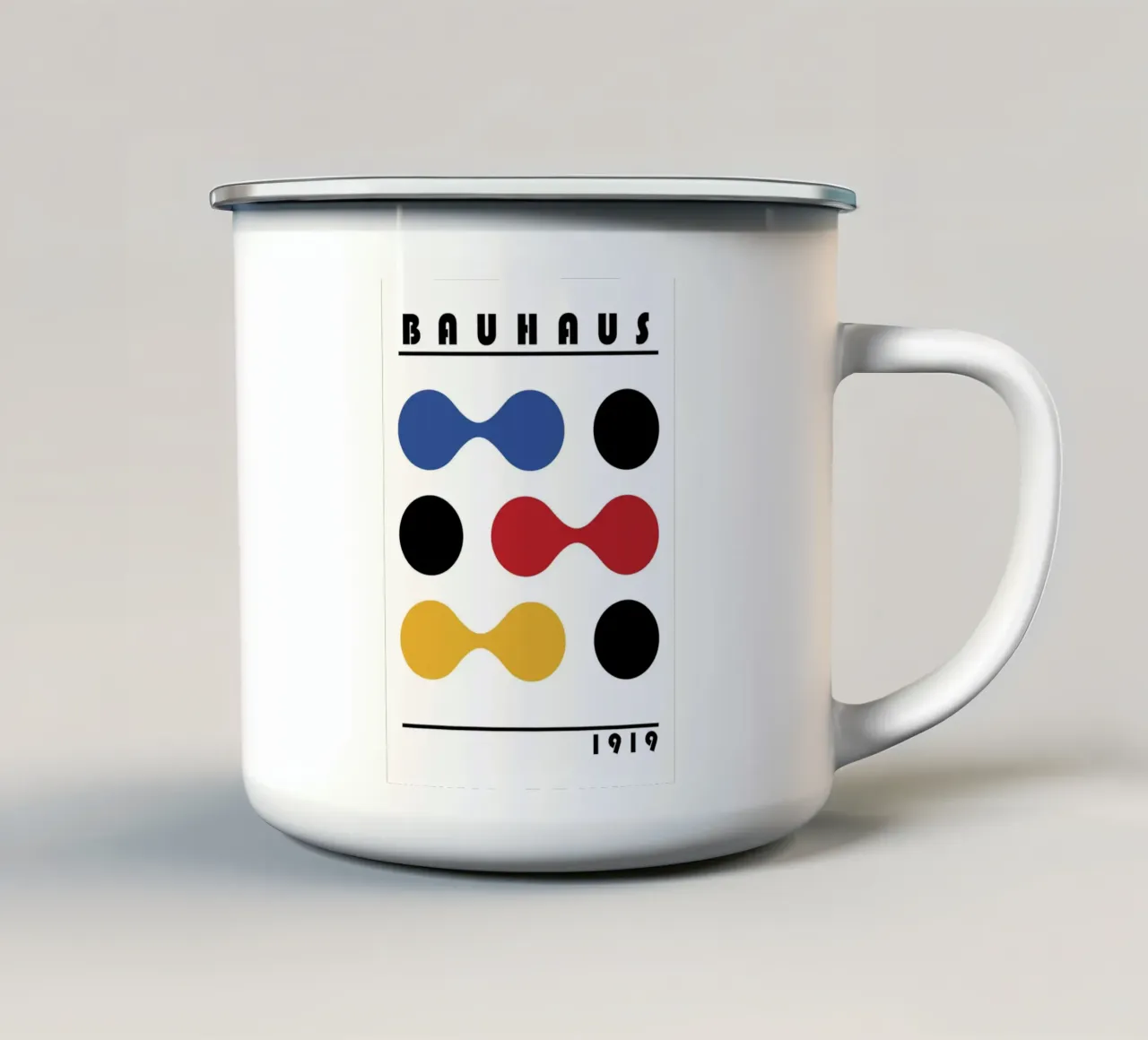 Bauhaus 1919 Forme geometriche Stampa a colori tazza in smalto da NorwesClub