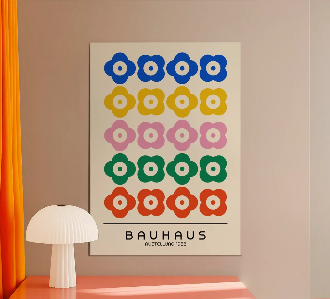 Exposition Bauhaus 1923 Motif floral coloré poster avec cadre en aluminium de NorwesClub