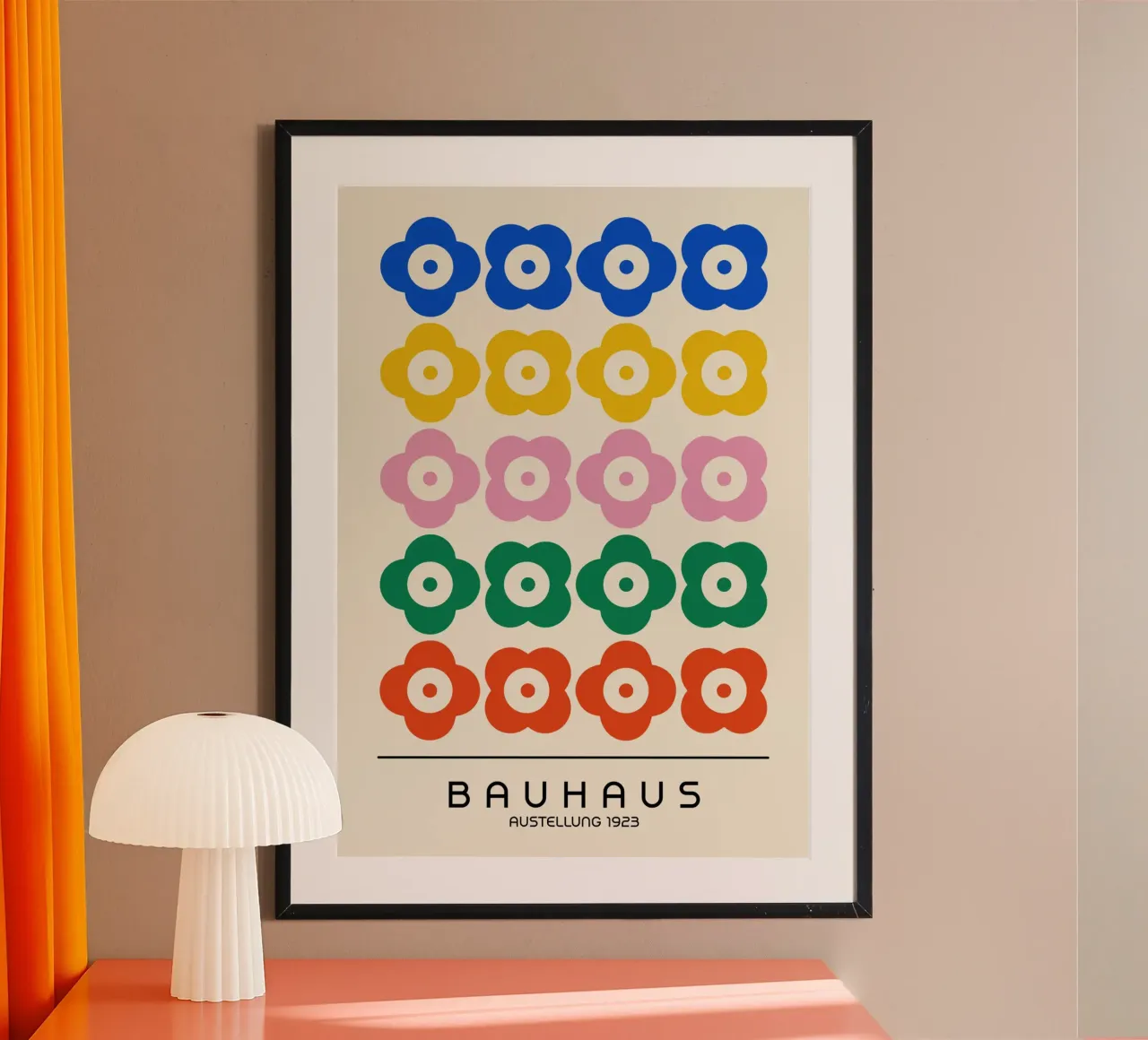 Exposition Bauhaus 1923 Motif floral coloré poster avec cadre en aluminium de NorwesClub