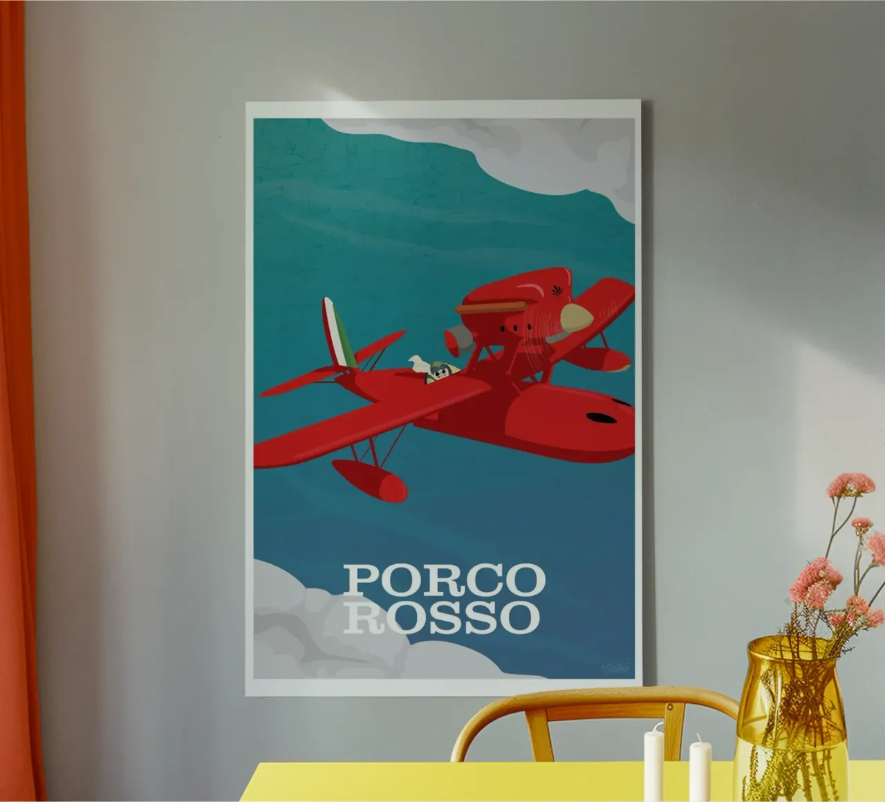 Porco Rosso canvas met Baklijst van Gallery Print and Art Limited